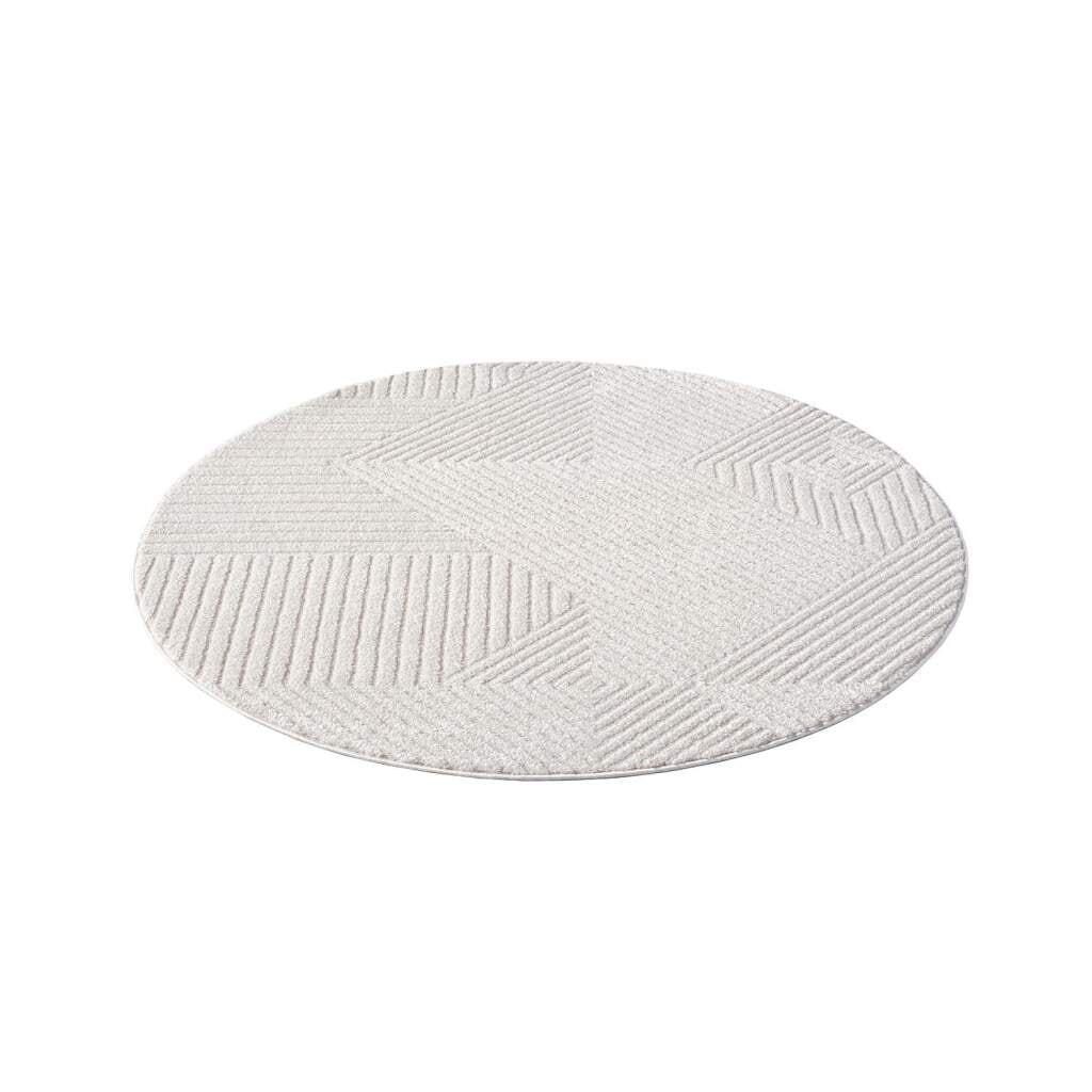 Carpet City Teppich »LOUNGE 0632«, rund, 15 mm Höhe, Kurzflor-Teppich Modern, Hoch-Tief-Struktur, Wohnzimmer, Schlafzimmer