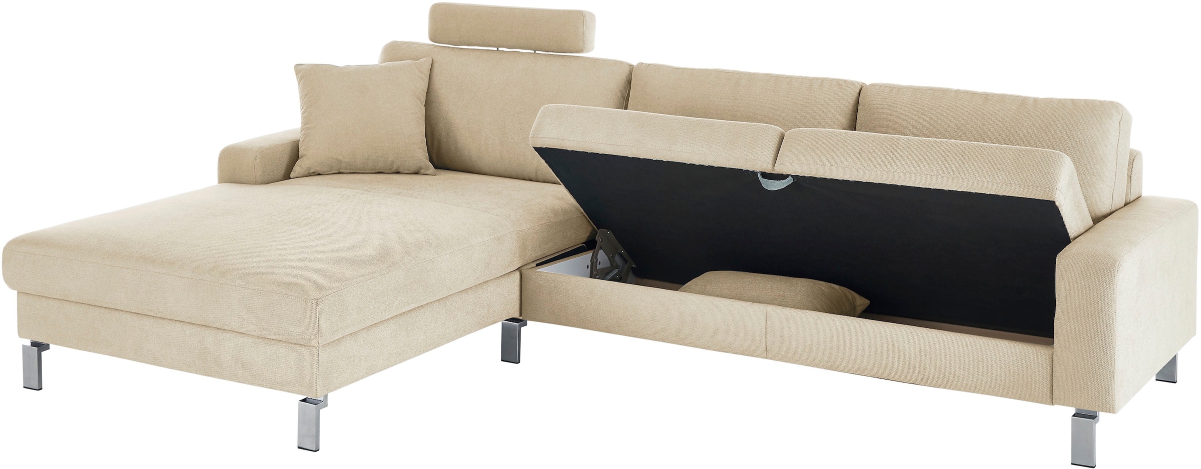 3C Candy Ecksofa »Lecce, wahlweise PUR-Schaumstoff oder Tonnentaschenfederkern«, Bett im 2,5-Sitzer, teilmotorische Schlaffunktion im Longchair, L-Form