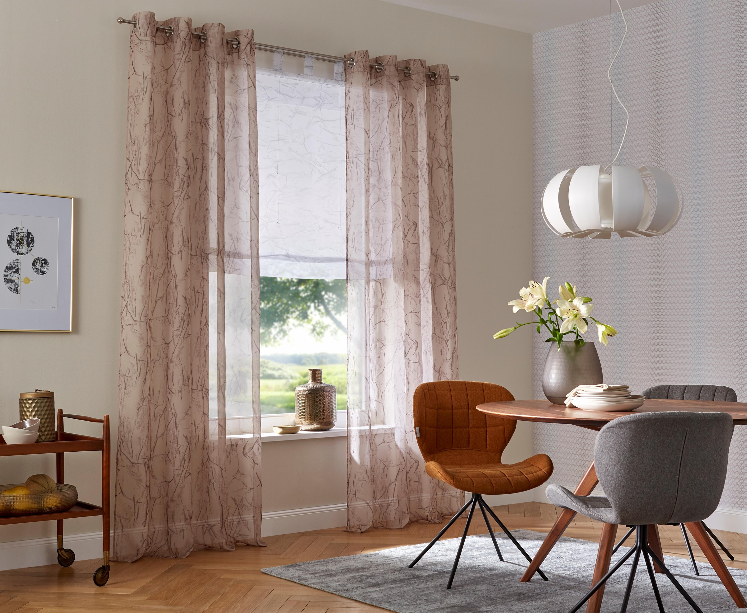 my home Raffrollo »Bamian«, mit Schlaufen, Transparent, Voile, Polyester