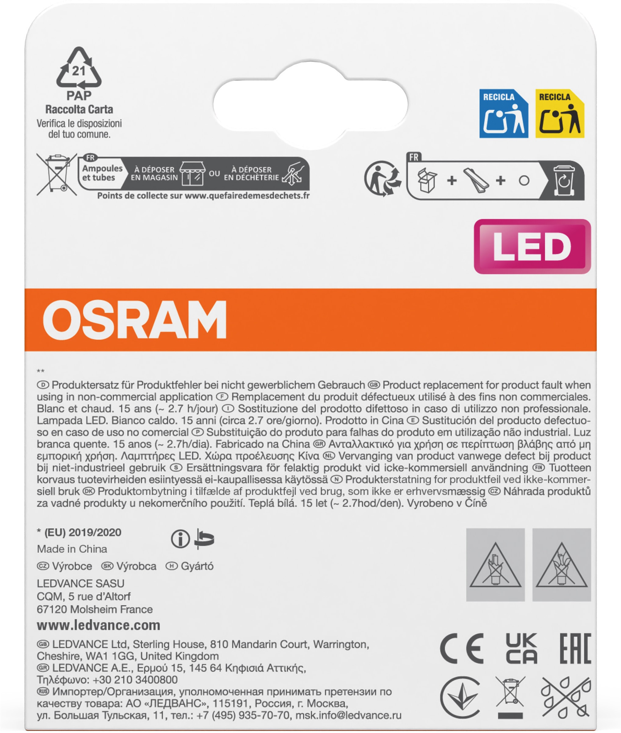 Osram LED-Leuchtmittel »LED-Lampe Star Miniballform P40« E27 2 Stk. Warmweiß