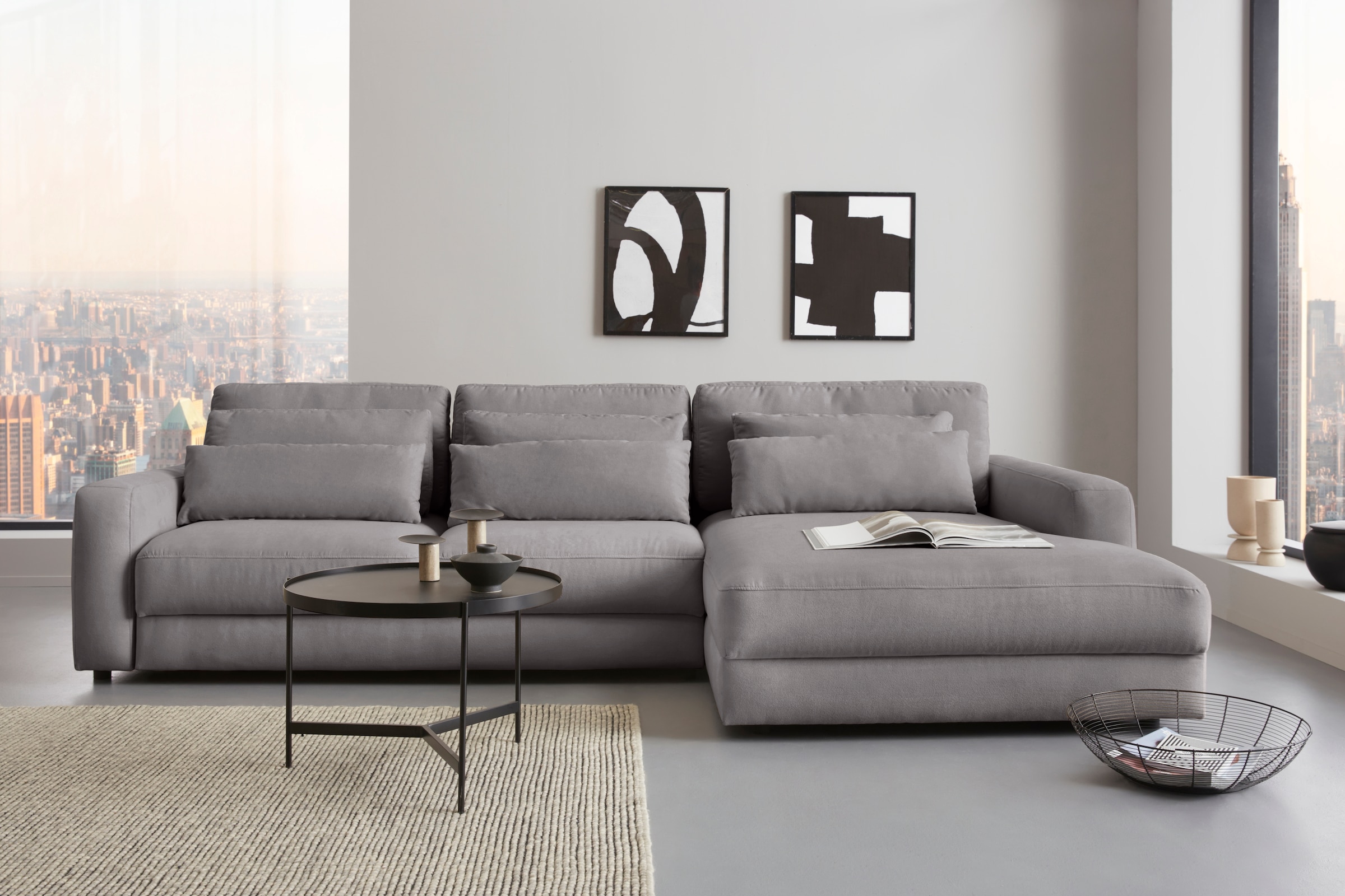 Places of Style Ecksofa »Bloomfield, bequem und elegant, L-Form«, wahlweise mit Bettfunktion und Bettkasten