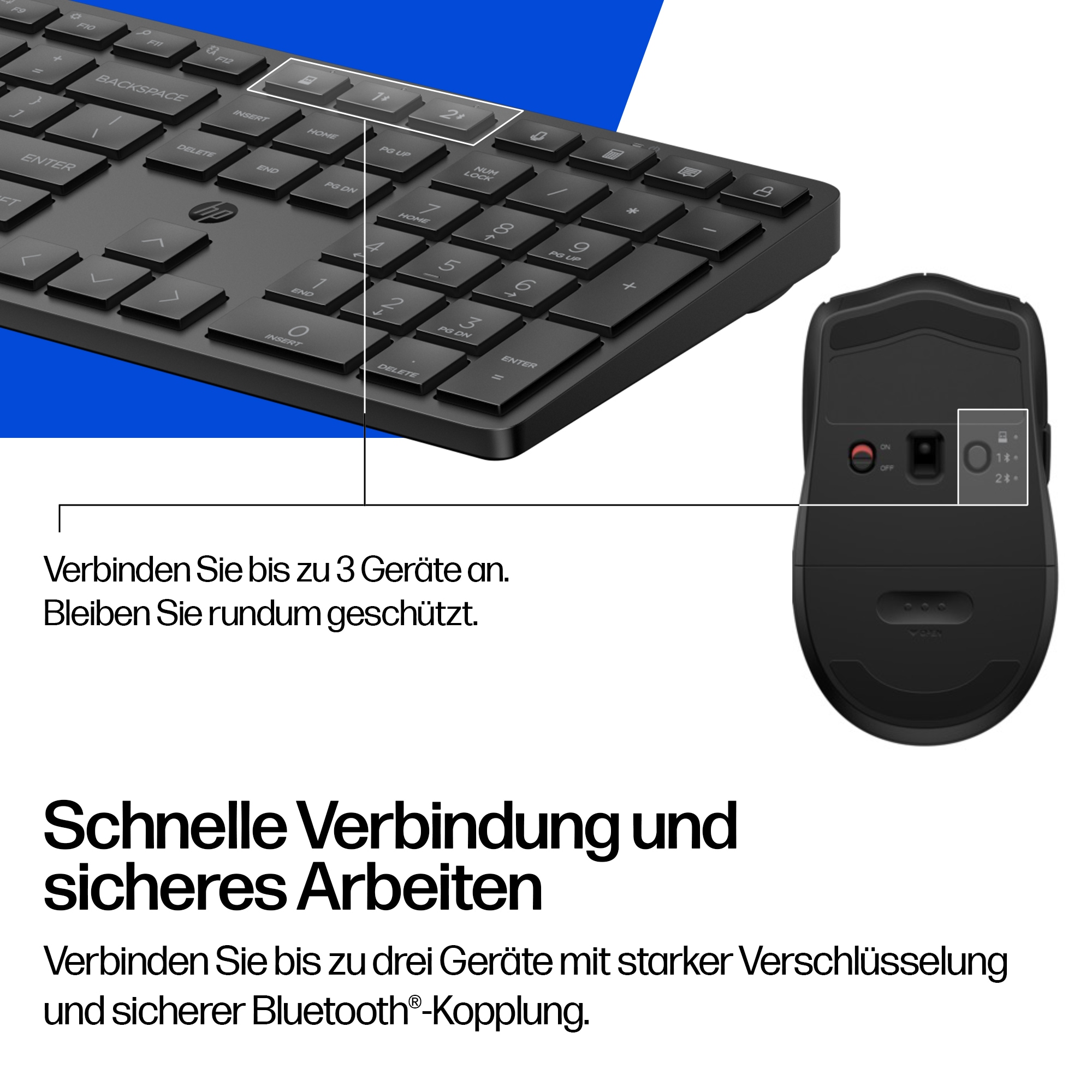 HP Tastatur- und Maus-Set »Kombination aus  Dual-Mode-Maus und-Tastatur für mehrere Geräte 490C«