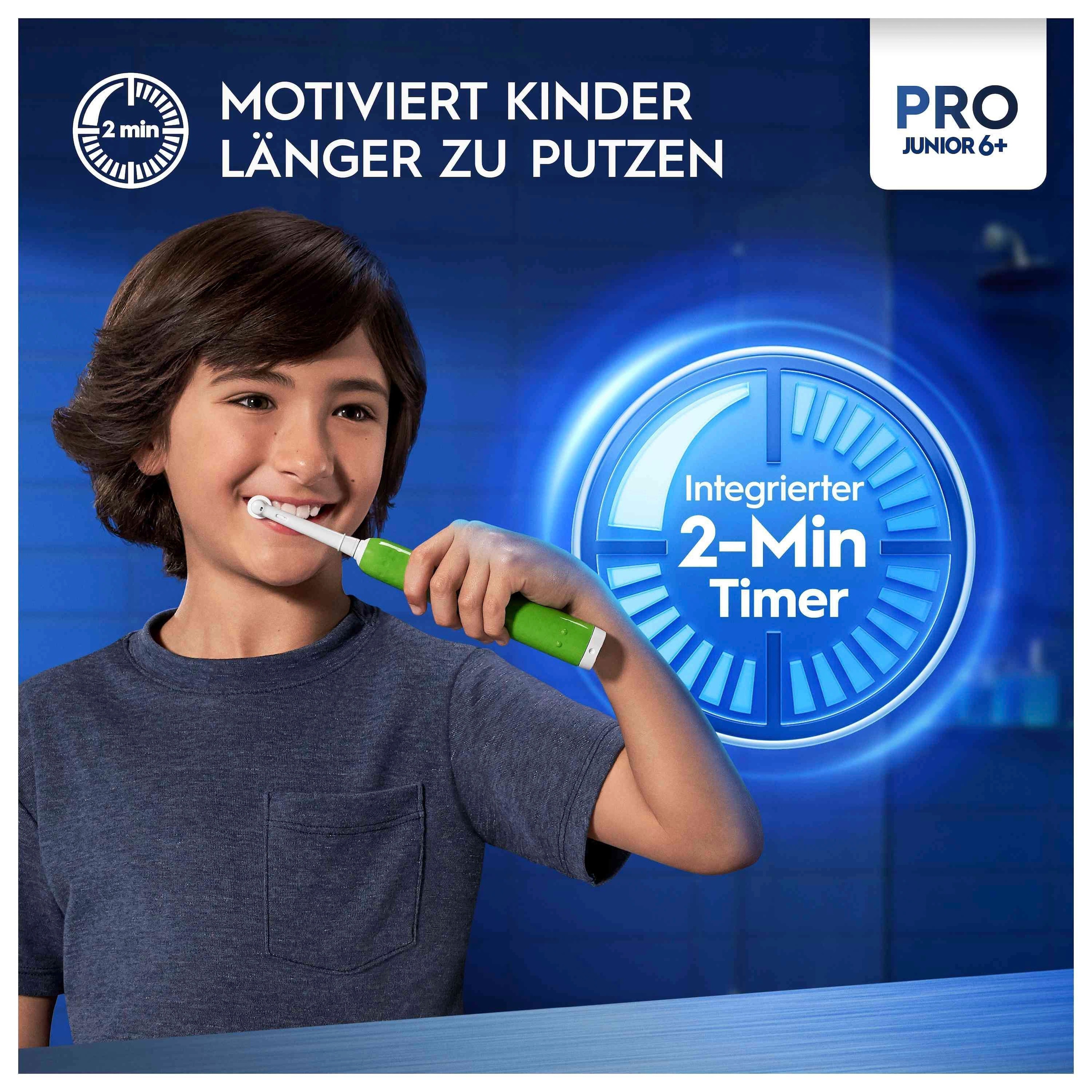 Oral-B Elektrische Zahnbürste »Pro Junior«, 1 St. Aufsteckbürsten, Drucksensor