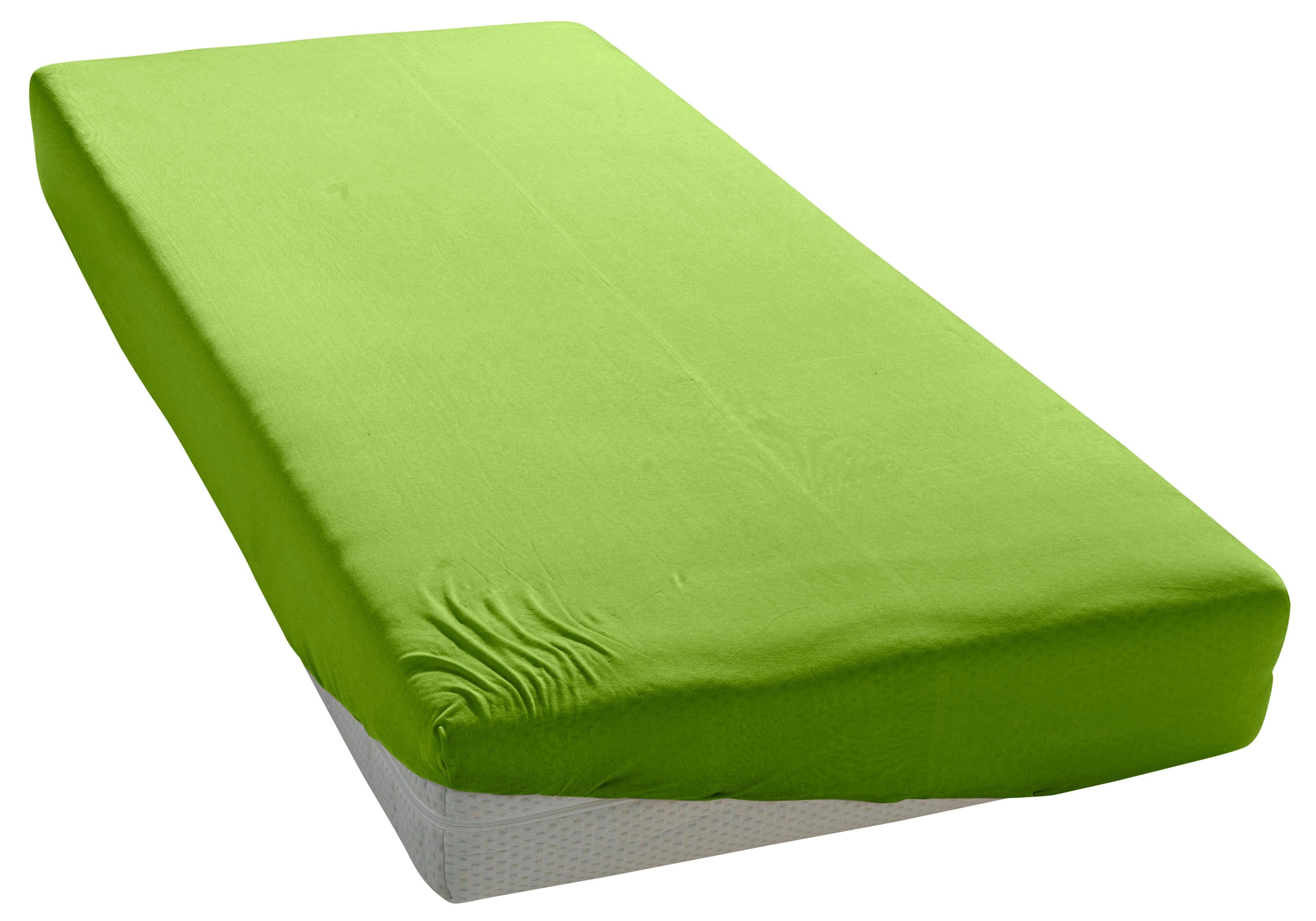 my home Spannbettlaken »Paprika, weicher Jersey aus Mikrofaser, aus 100% Polyester hergestellt«, (2 St.), Mikrofaser, Spannbettlaken für Matratzenhöhe bis zu 18 cm, Bettlaken mit Gummizug