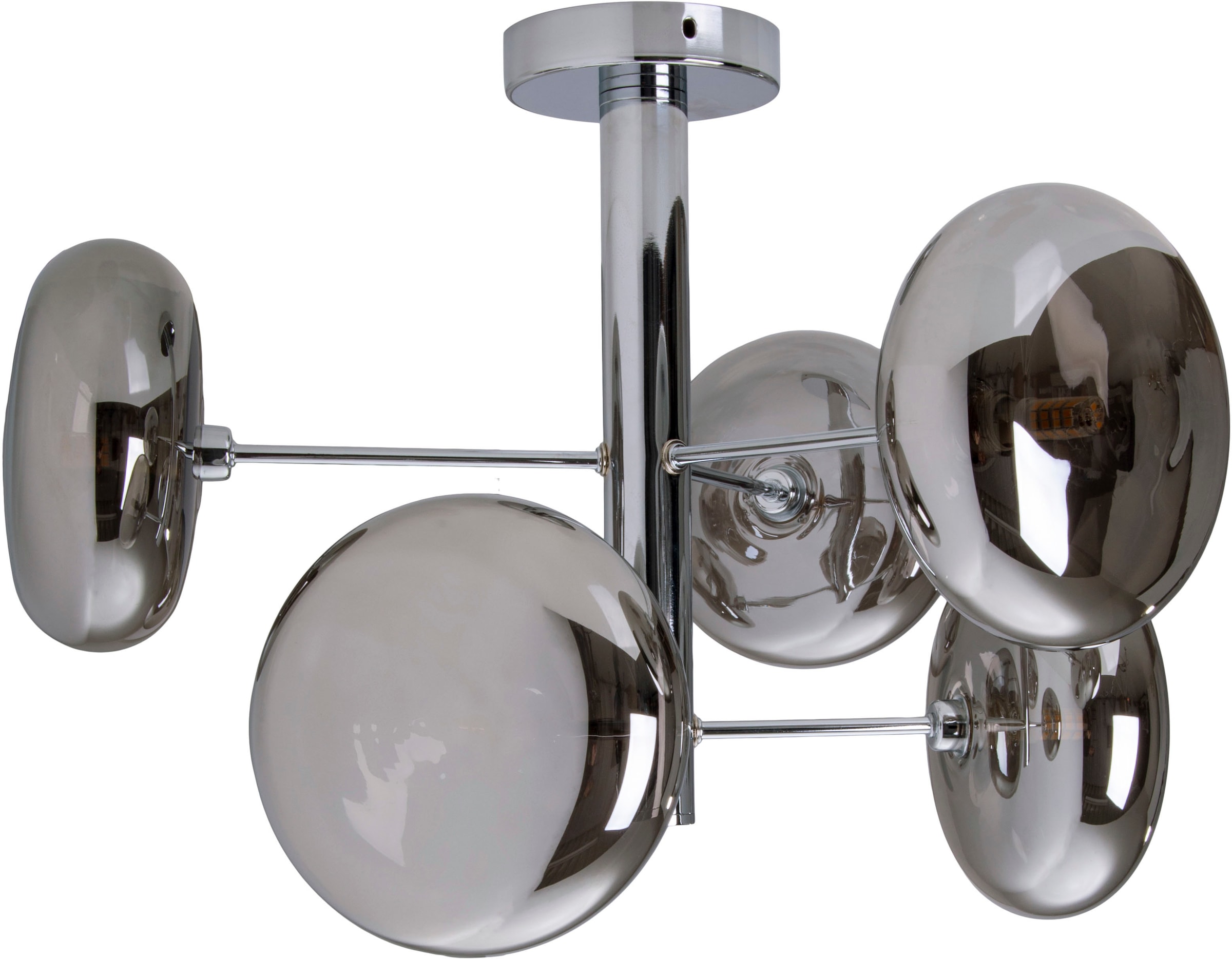 näve Deckenleuchten »Orion« G9 1 Stk. Glasschirme, 6flg. G9, exkl. Leuchtmittel, chrom-smokey, D: 53cm