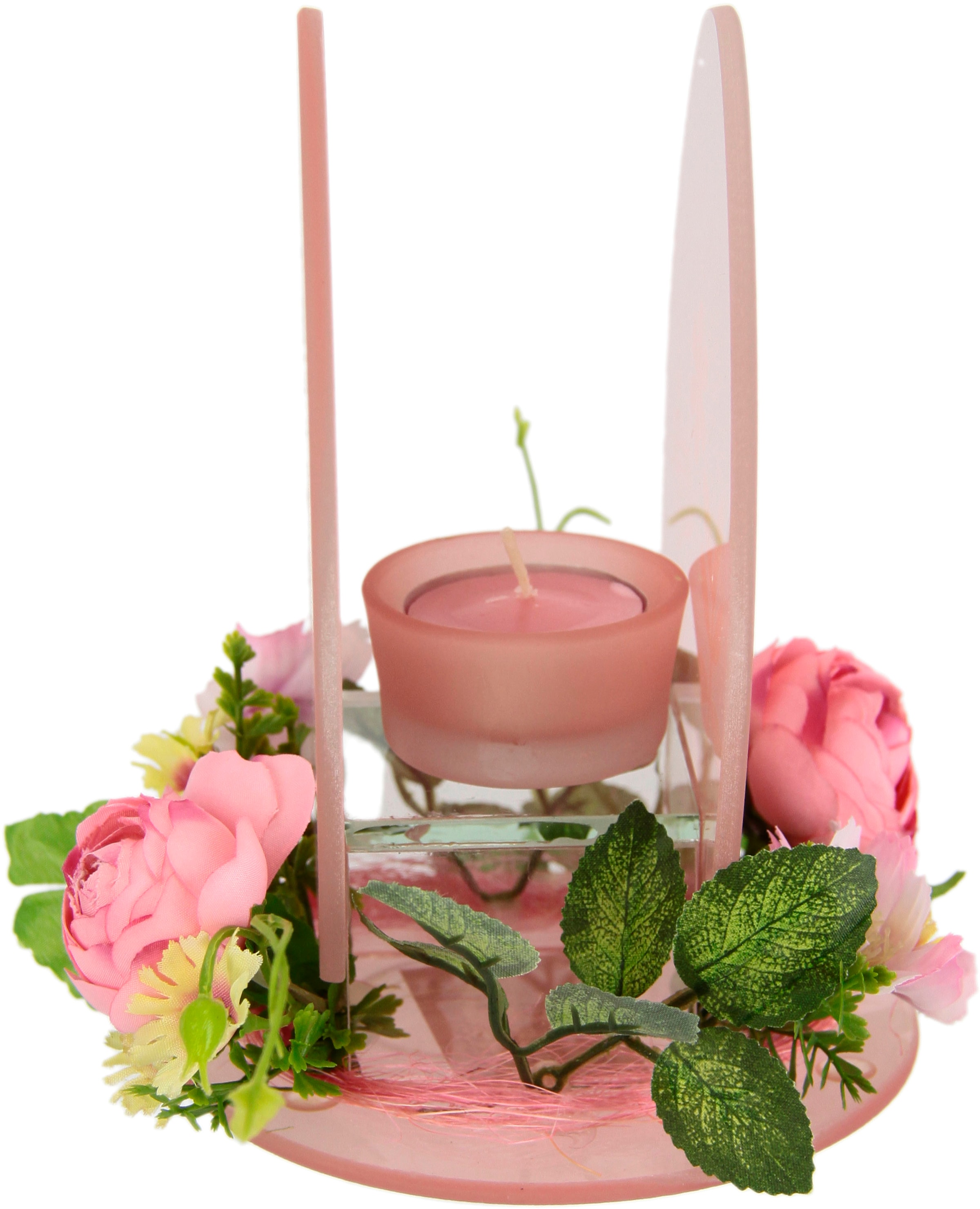 Set I.GE.A. Kerzenleuchter Teelichthalter Rechnung »Ei«, Holz Glas Frühlingskranz 3D auf kaufen Osterhase Windlicht 2er