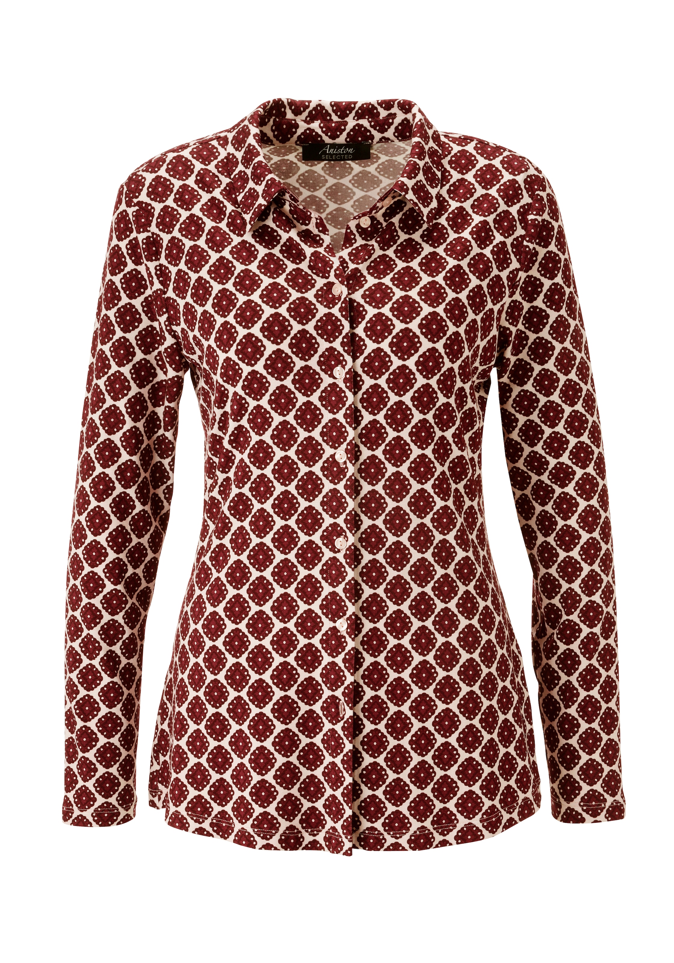Aniston SELECTED Hemdbluse, mit extravagantem, farbenfrohen Retro-Muster - NEUE KOLLEKTION