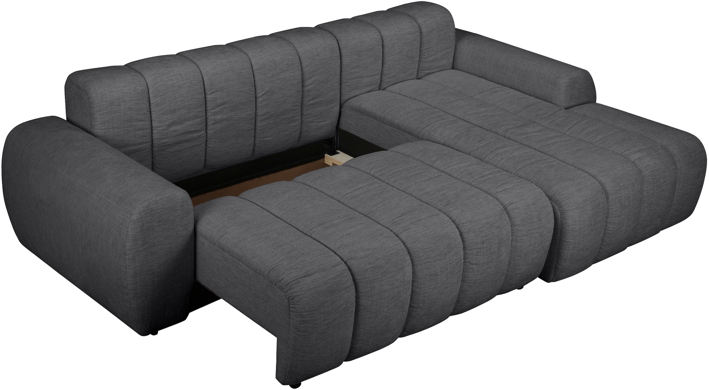 OTTO home Ecksofa »LAURRENT mit Schlaffunktion, Feinstruktur, L-Form, 246 cm« Liegefläche (123/191cm), Bettkasten, Taschenfederkern u. Topper