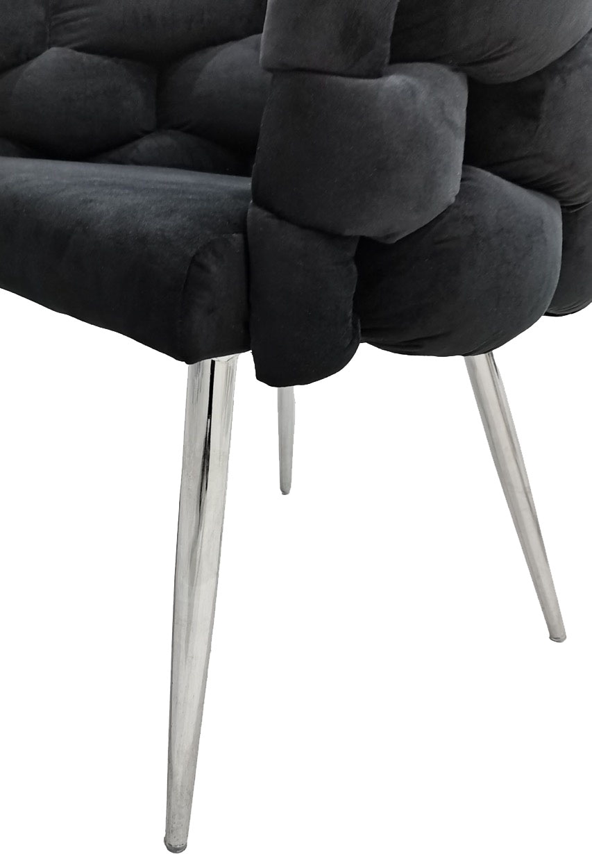 Kayoom Polsterstuhl »Stuhl Grace 125 2er-Set, Gestell aus Eisen, bequem gepolstert«, (Set), 2 St., Graziöses Design, absolutes Eye-Catcher, geflochtener Rücken