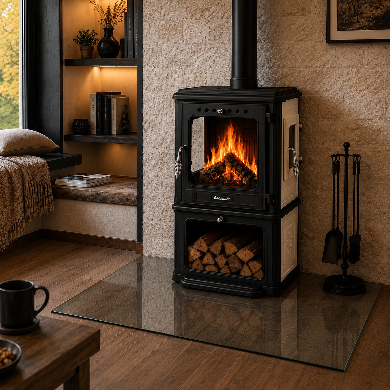 Hanseatic Kaminofen »Mars Beige« Großer Feuerraum