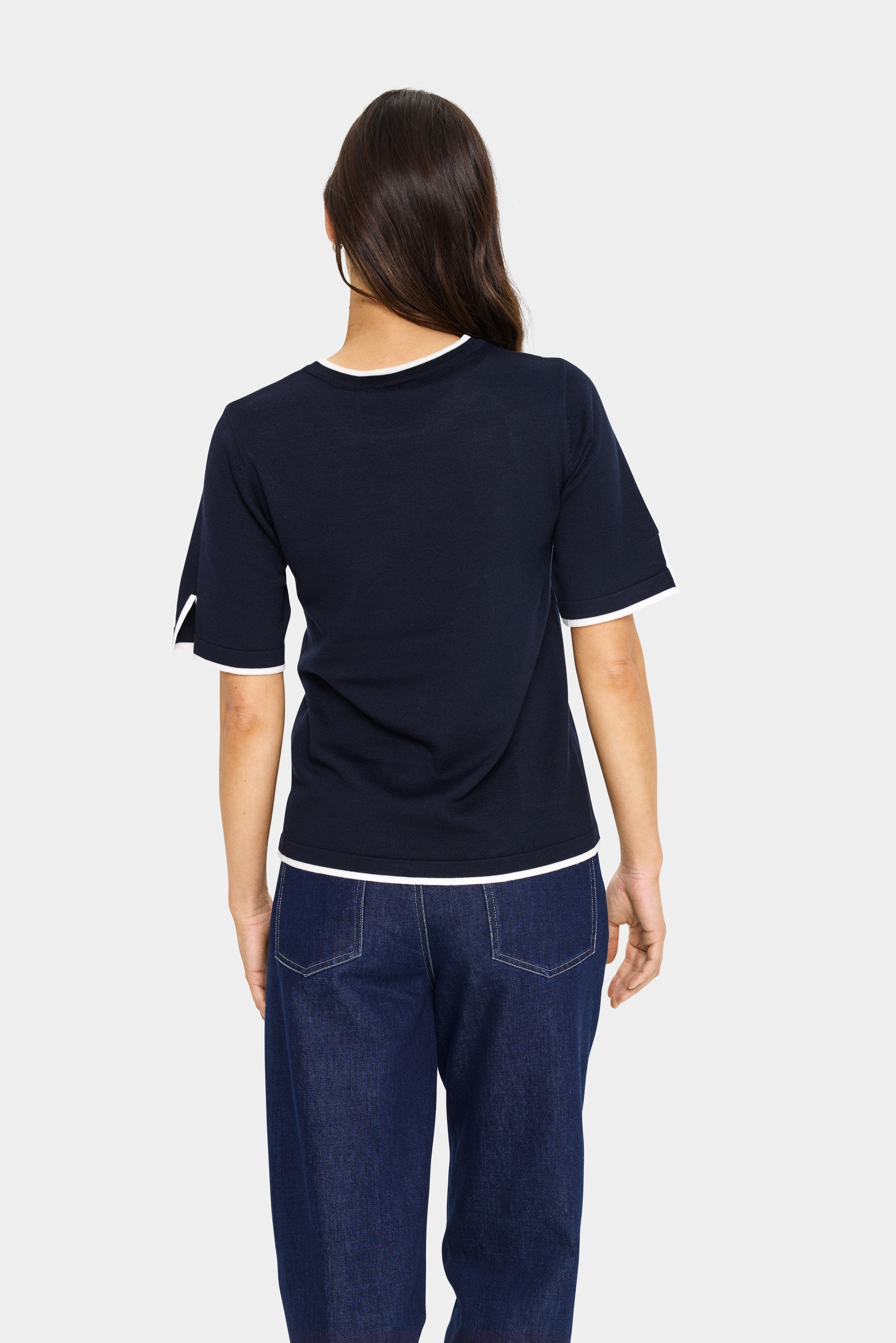 Saint Tropez Strickpullover »MilaSZ Contrast Stripe SS Pullover« Viskosemischung, Regular fit