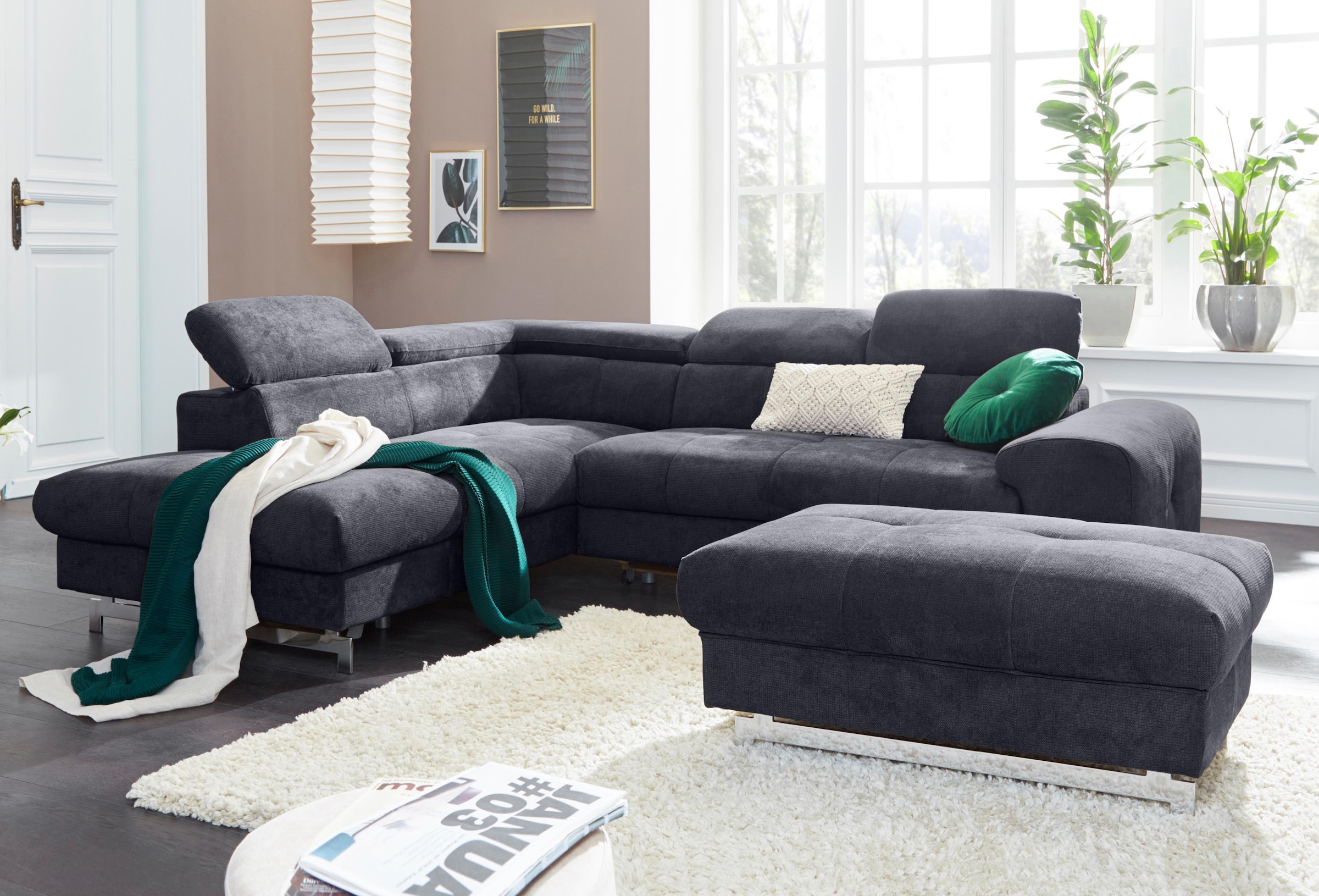 COTTA Ecksofa »Chef L-Form«, mit Kopfteilverstellung, wahlweise mit Bettfunktion
