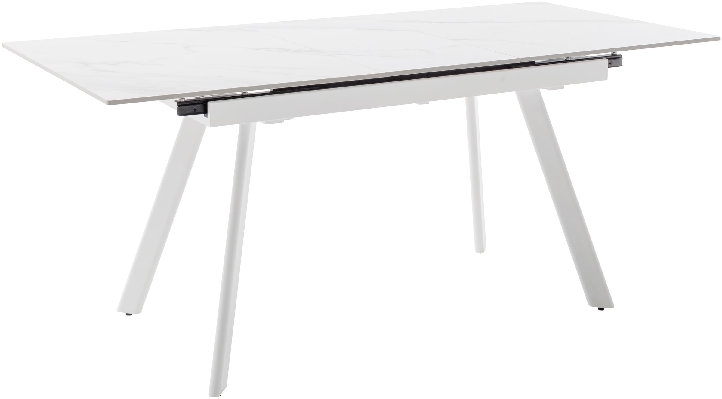 MCA furniture Esstisch »PARENZO Auzugtisch 140-180 cm weiß marmoriert - bis 8 Personen«, (1 St.), Keramik, Metall weiß, Synchronauszug, ausziehbar, 6-8 Personen