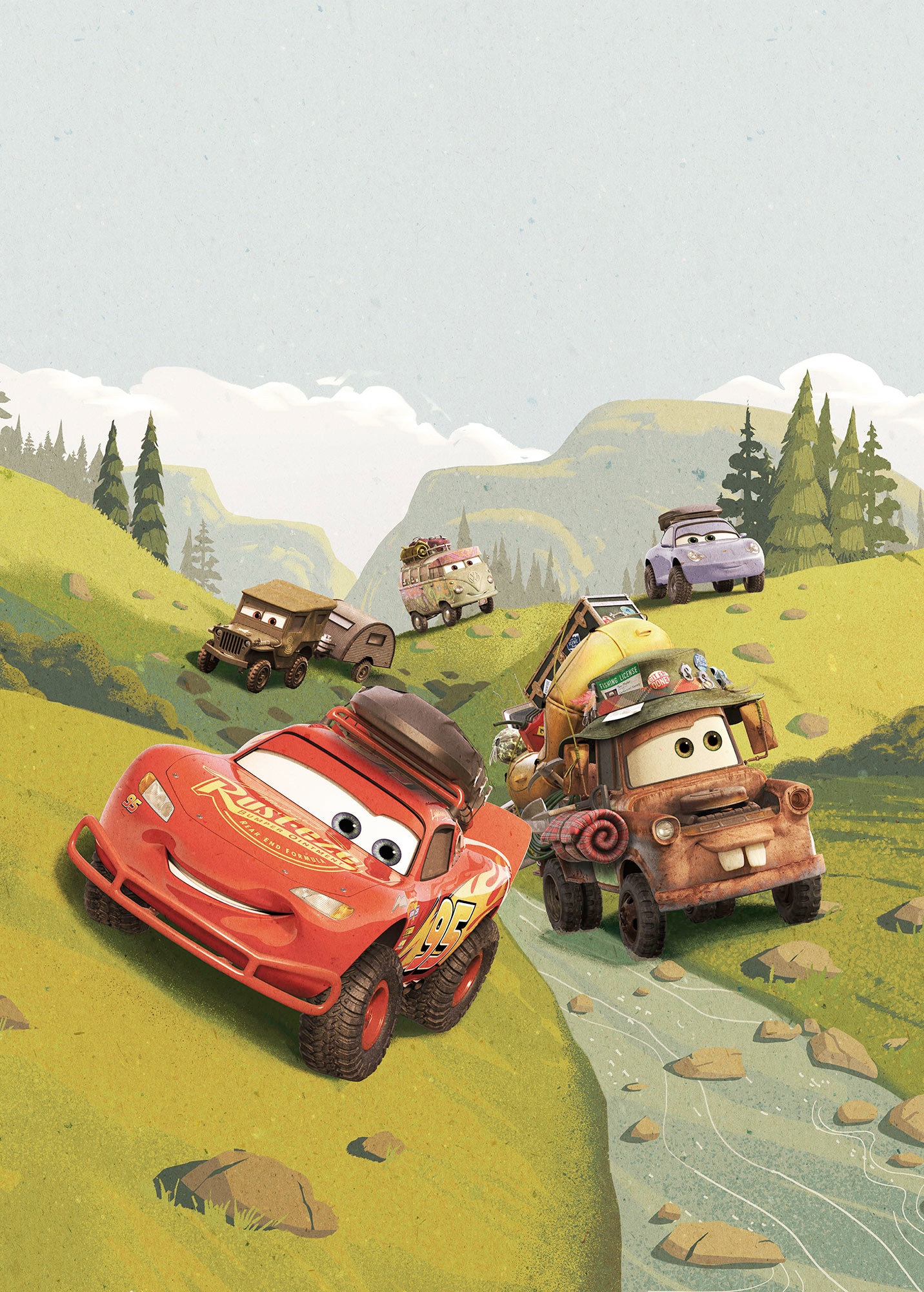 Komar Fototapete »Cars Camping«, bedruckt-Comic-Retro-mehrfarbig, 200x280 cm  (Breite x Höhe) online kaufen | mit 3 Jahren XXL Garantie