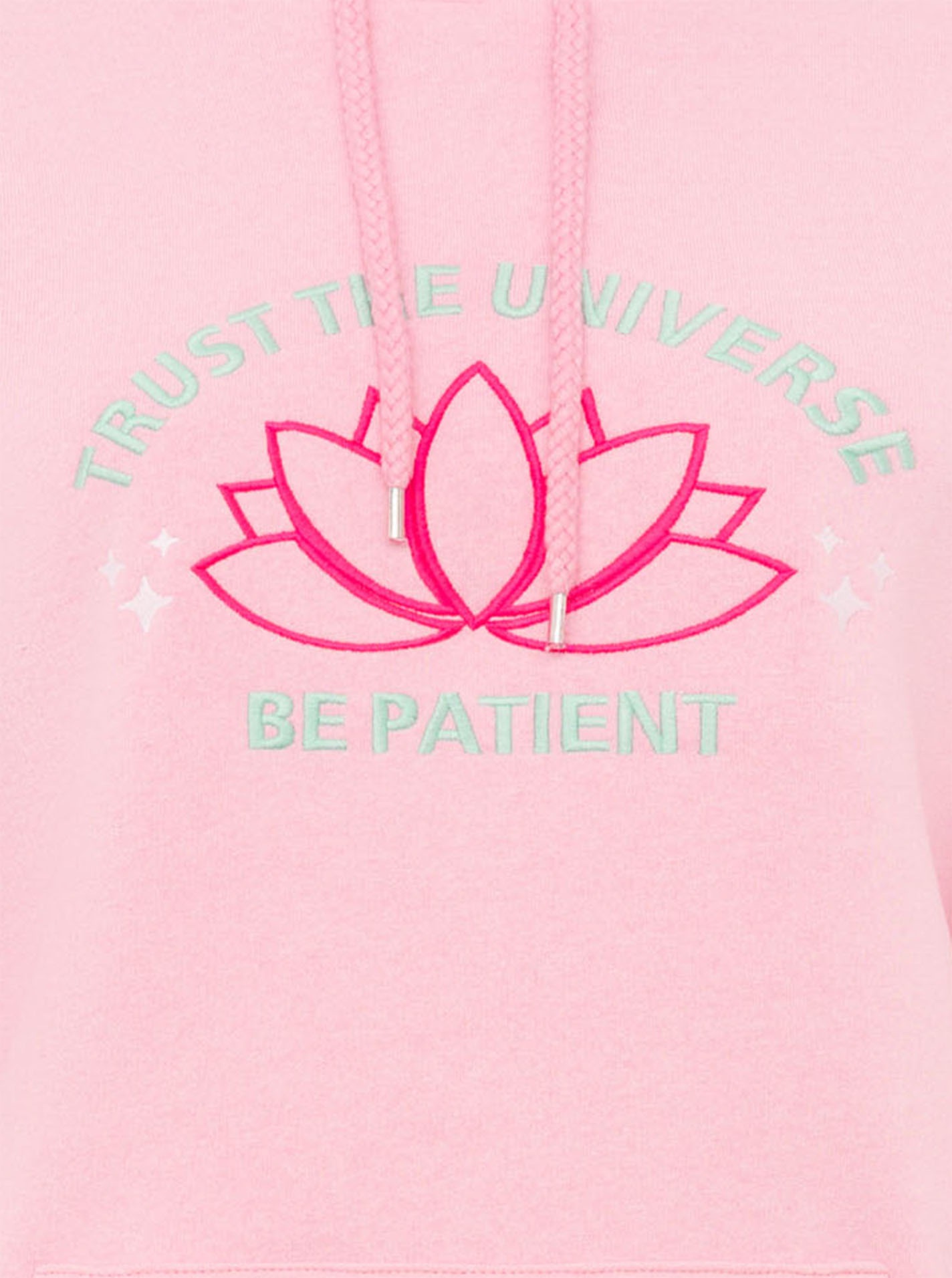 Zwillingsherz Hoodie »"Be Patient"«, Schriftzug und Blüte, gestreifte Ärmelbündchen, Kapuze
