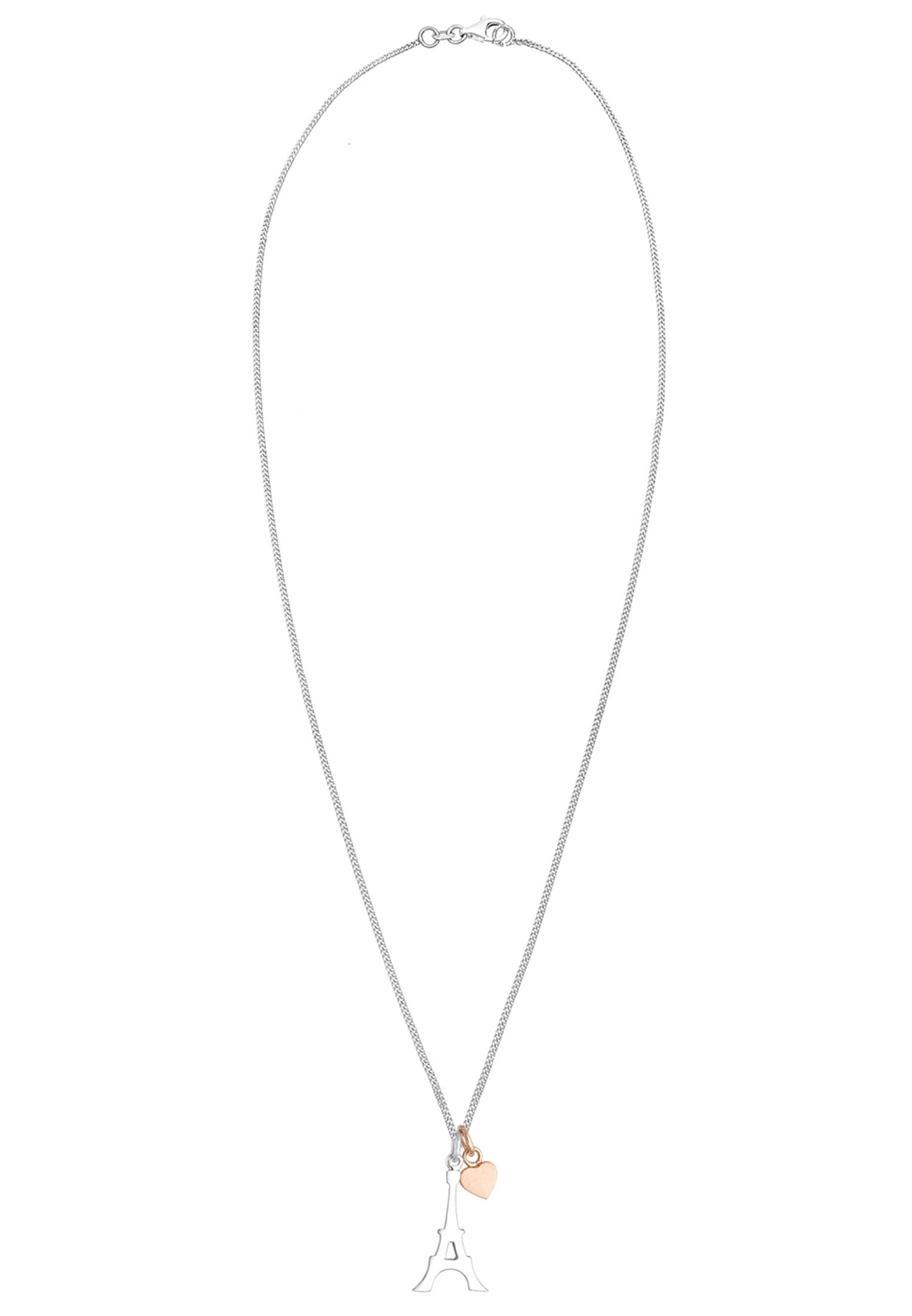 Elli Kette mit Anhänger »Halskette Eiffelturm und Herz 925 Sterling Silber bicolor«