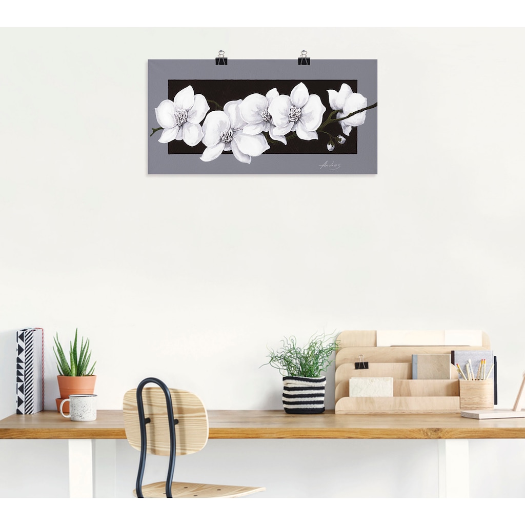 Artland Wandbild »Weiße Orchideen auf grau«, Blumen, (1 St.)