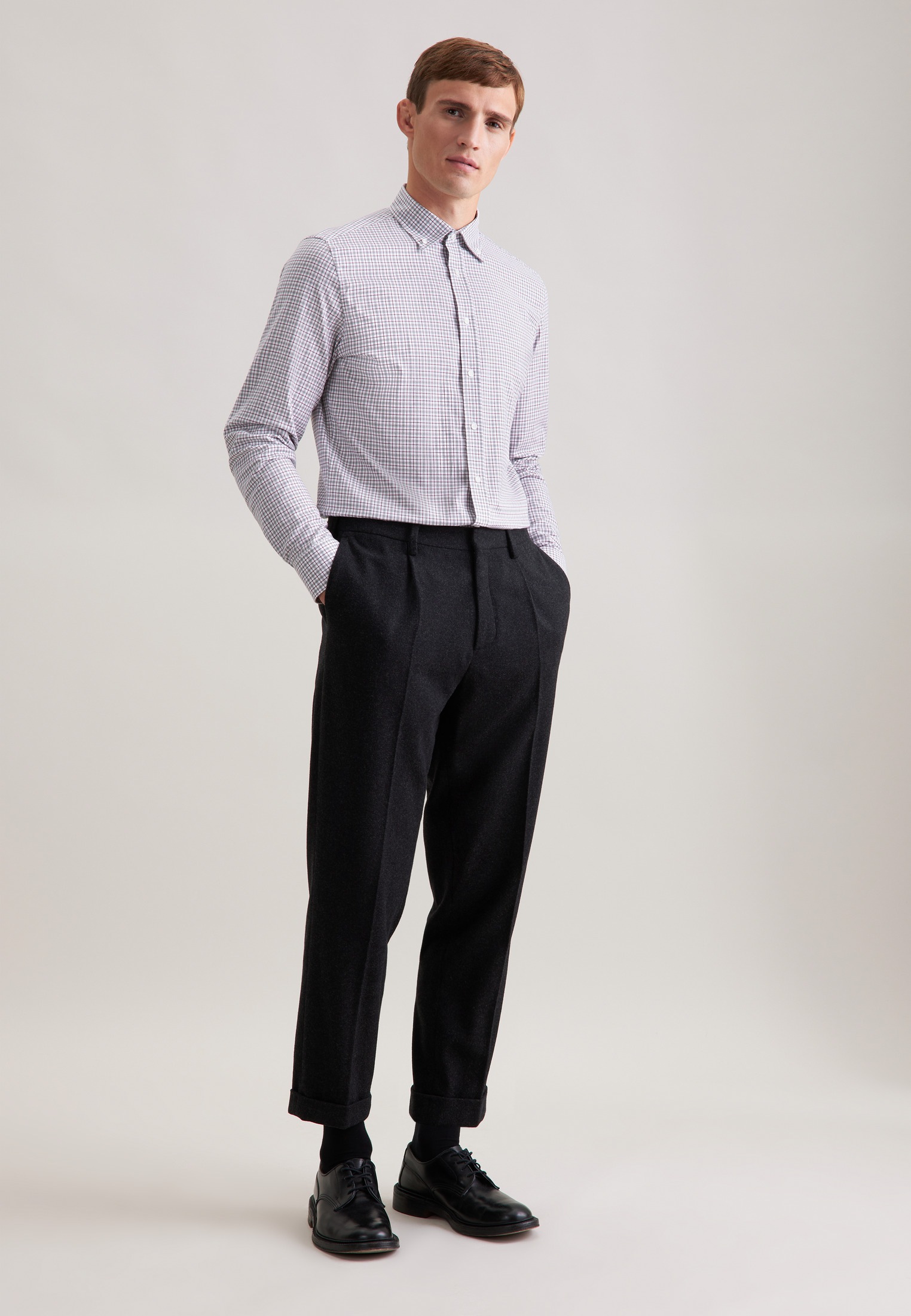 seidensticker Flanellhemd »Schwarze Rose« Slim 1/1 Button-Down-Kragen Karo