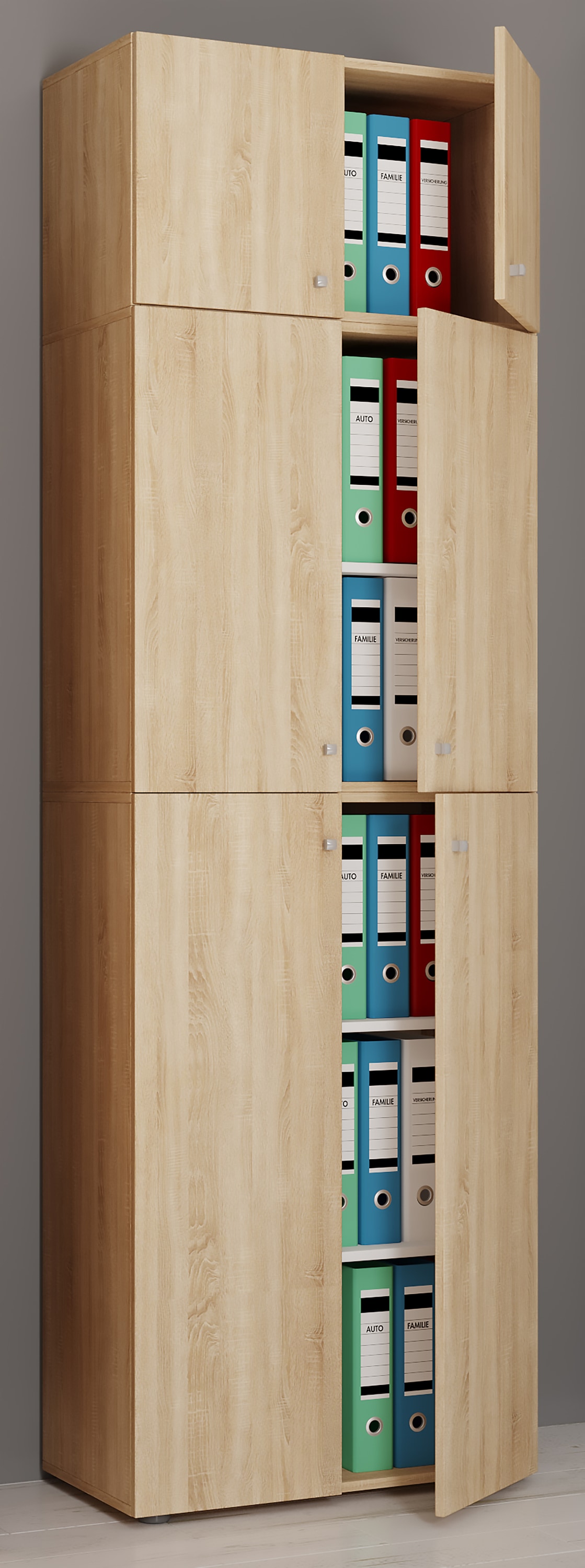 VCM Aktenschrank »VCM XXL Büroschrank mit 5 Fächern und einem Aufsatz | moderner Aktenschrank mit Drehtüren | Maße ca. H. 223 x B. 70 x T. 39 cm ¿ Lona 5-Fach«, (1 St.)