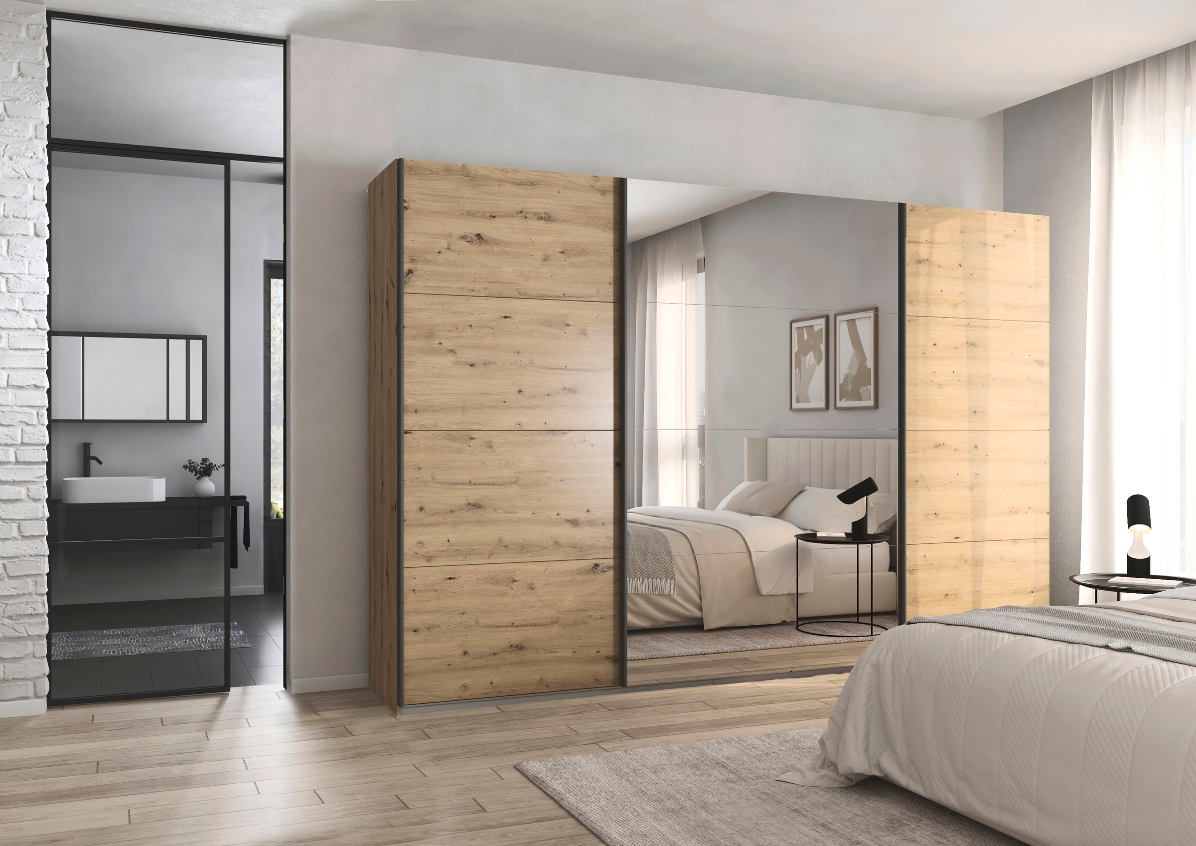 rauch Schwebetürenschrank »Kleiderschrank Schrank OTTO´S CHOICE Garderobe AGORDO«, (in zwei Griff-Farben), Top Innenausstattung, in 4 Breiten und 2 Höhen MADE IN GERMANY