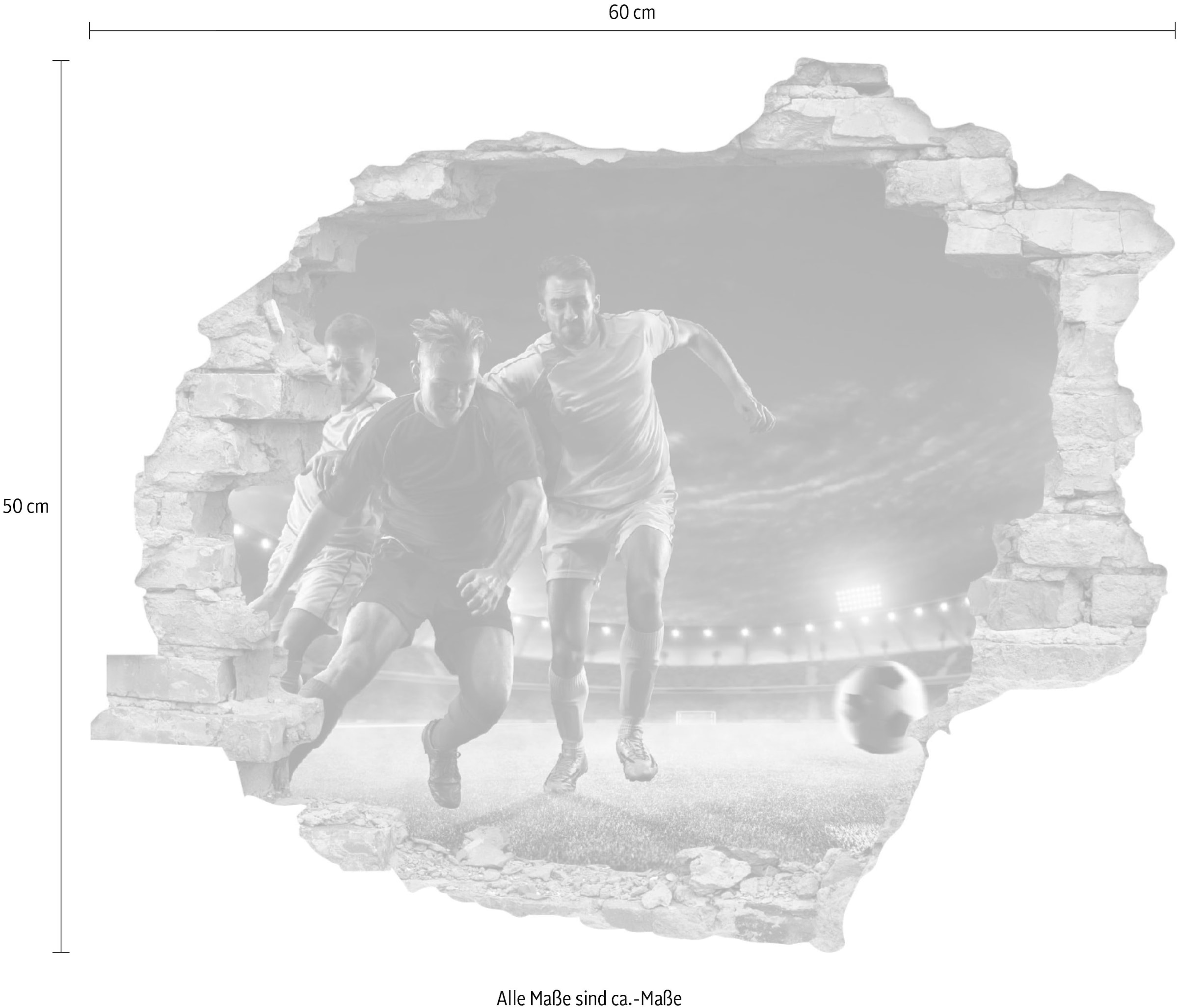 queence Wandtattoo »Fußball Zweikampf« Wandsticker, Wandbild, selbstklebend, 3D, Wanddurchbruch