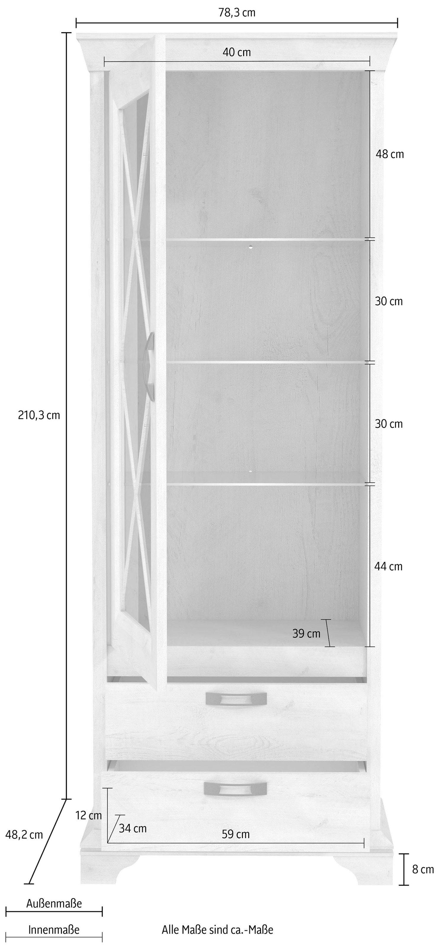 Vitrine, bequem kaufen Beleuchtung Breite cm, LED inkl. 78 FORTE