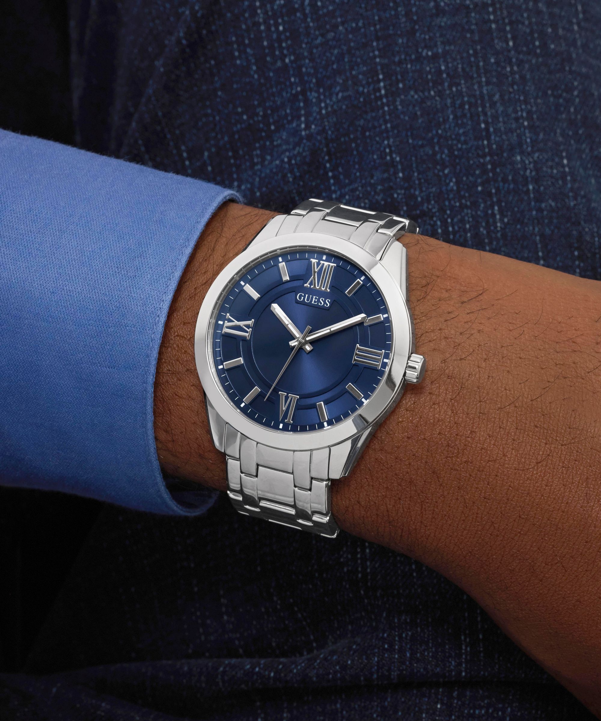Guess Quarzuhr »ELLIOT« Armbanduhr, Herrenuhr, Edelstahlarmband, Ideal auch als Geschenk