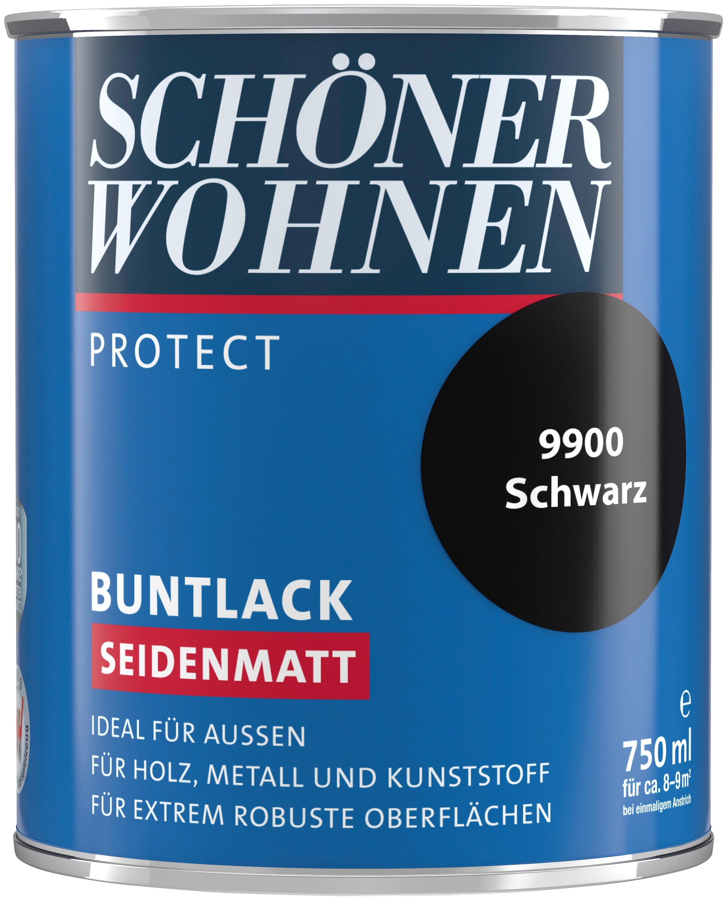 SCHÖNER WOHNEN FARBE Lack »Protect Buntlack«, 750 ml, schwarz, seidenmatt, ideal für außen