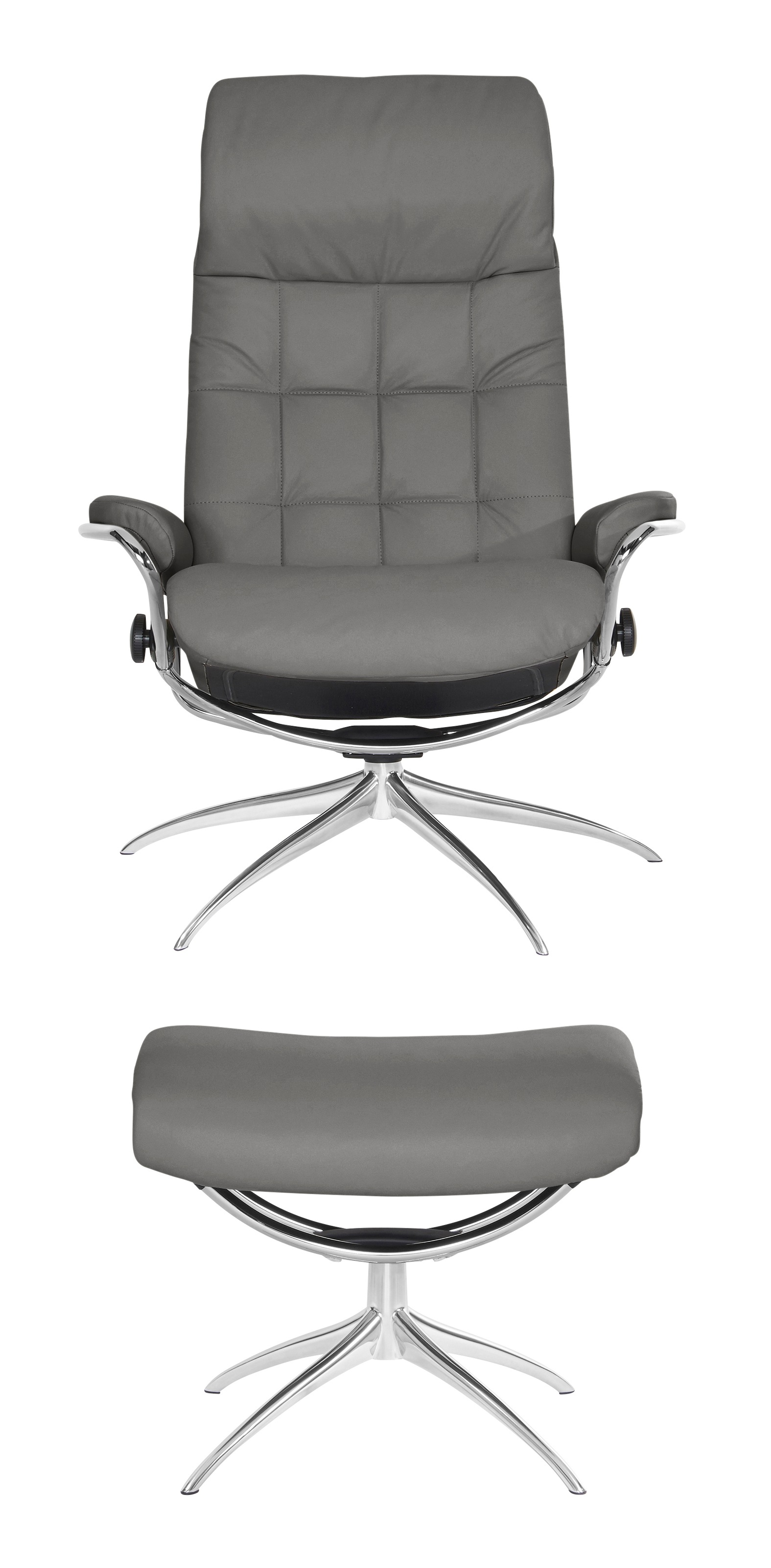 Stressless® Relaxsessel »London«, (Set, Relaxsessel mit Hocker), mit Hocker, High Back, mit Star Base, Gestell Chrom