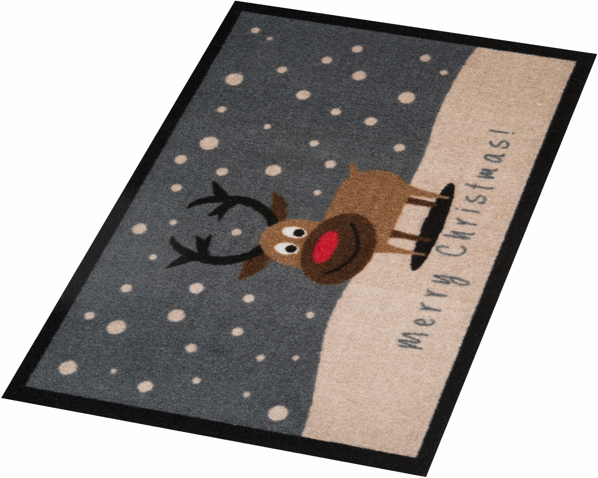 HANSE Home Fußmatte »Christmas Reindeer, Türmatte«, rechteckig, 7 mm Höhe, In- & Outdoor, Rutschfest, Weihnachten, Waschbar, Wetterfest, Flur