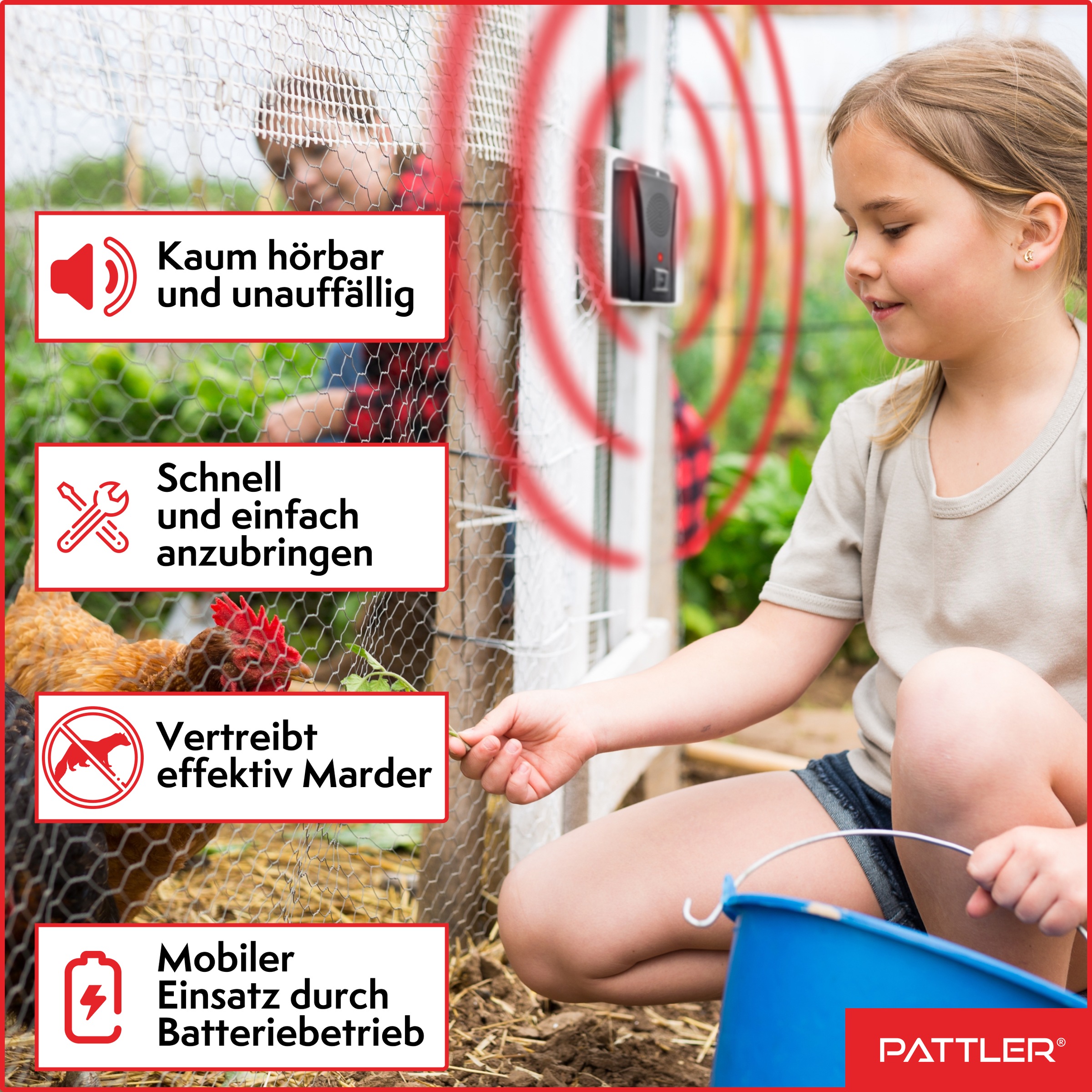 Pattler Ultraschall-Tierabwehr »Marderabwehr an Fahrzeug, Carport oder Stellplatz« 1 Gerät für ca. 40 m²