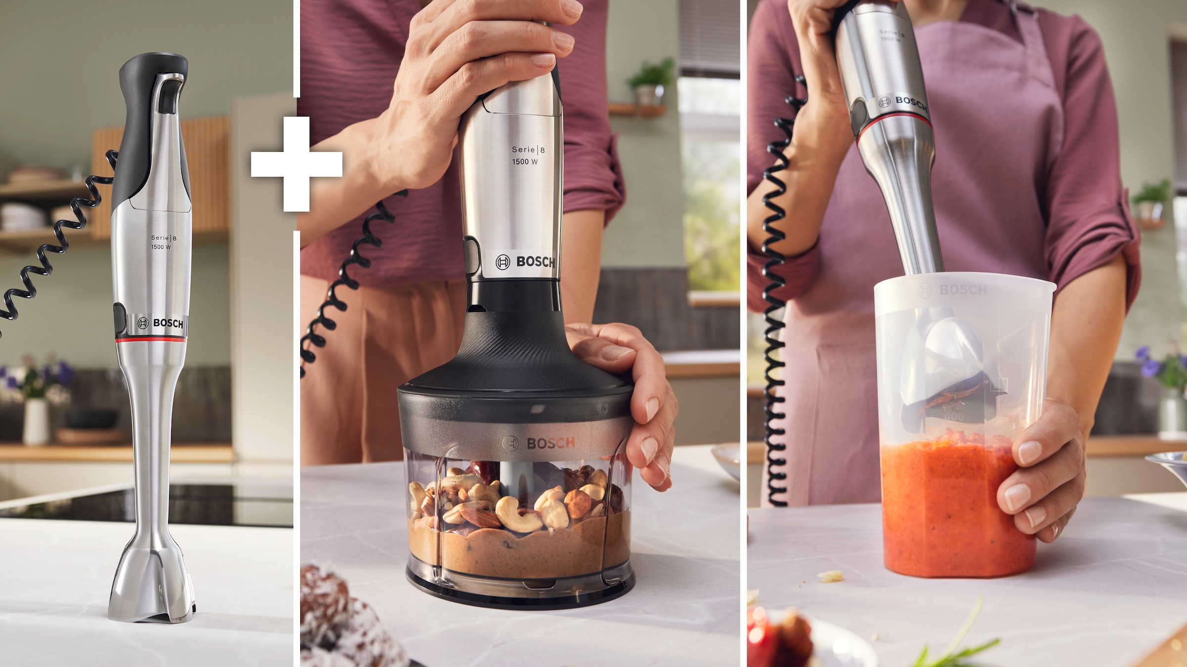 BOSCH Stabmixer »ErgoMaster Serie 8, MSM8M930, Zerkleinerer, Spiralkabel, Becher« 1500 W 6 Klingen Edelstahl, Keramikkupplung, luftgekühlter Motor