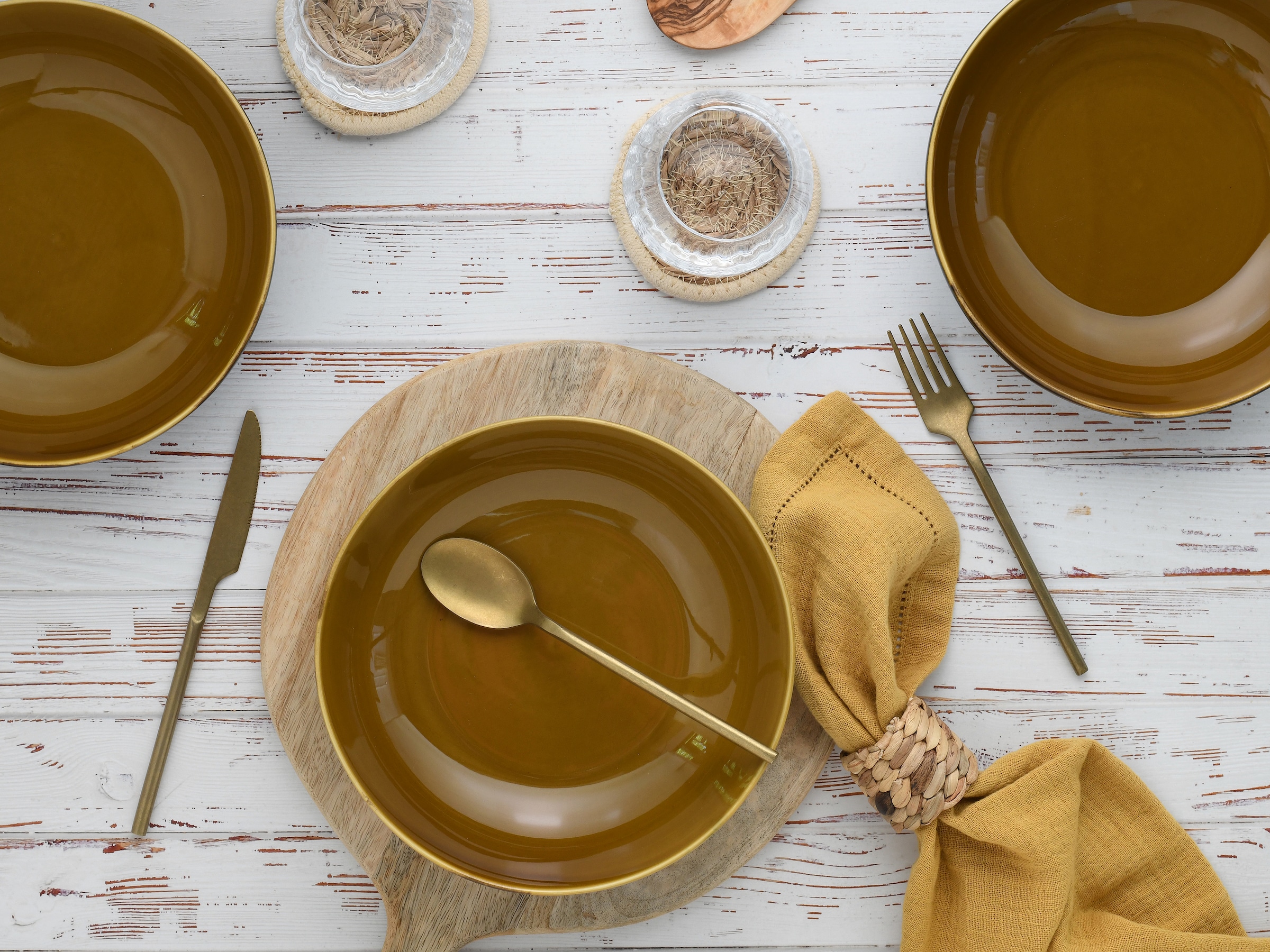 CreaTable Schale »Mallorca, Poke Bowl 4-tlg« 4 Stk. aus Steinzeug Spezialglasur mit Vintage Außenrand