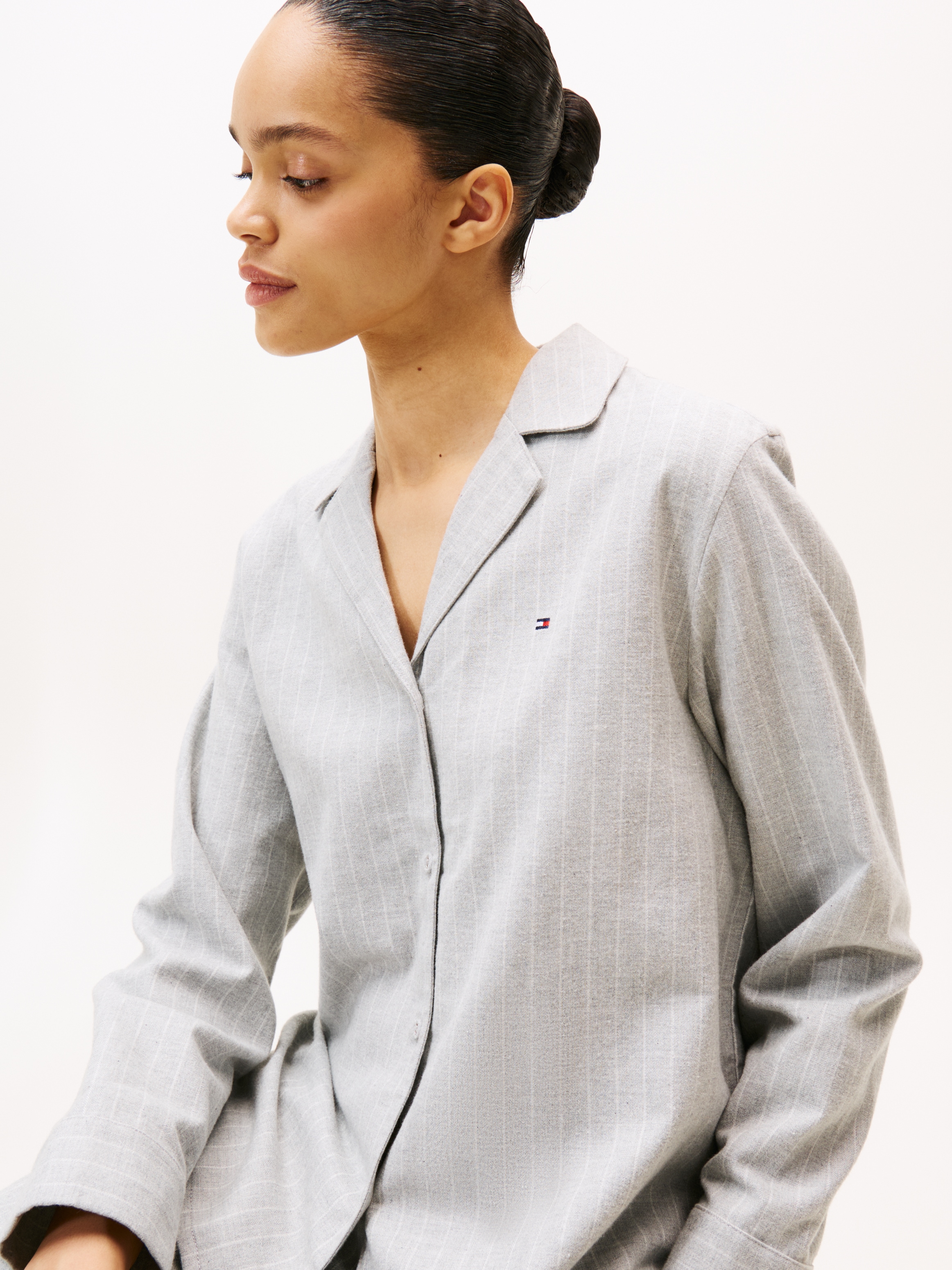 Tommy Hilfiger Underwear Pyjama 2 Stk. tlg., mit Fischgrät-Streifen, aus Flanell, relaxed fit