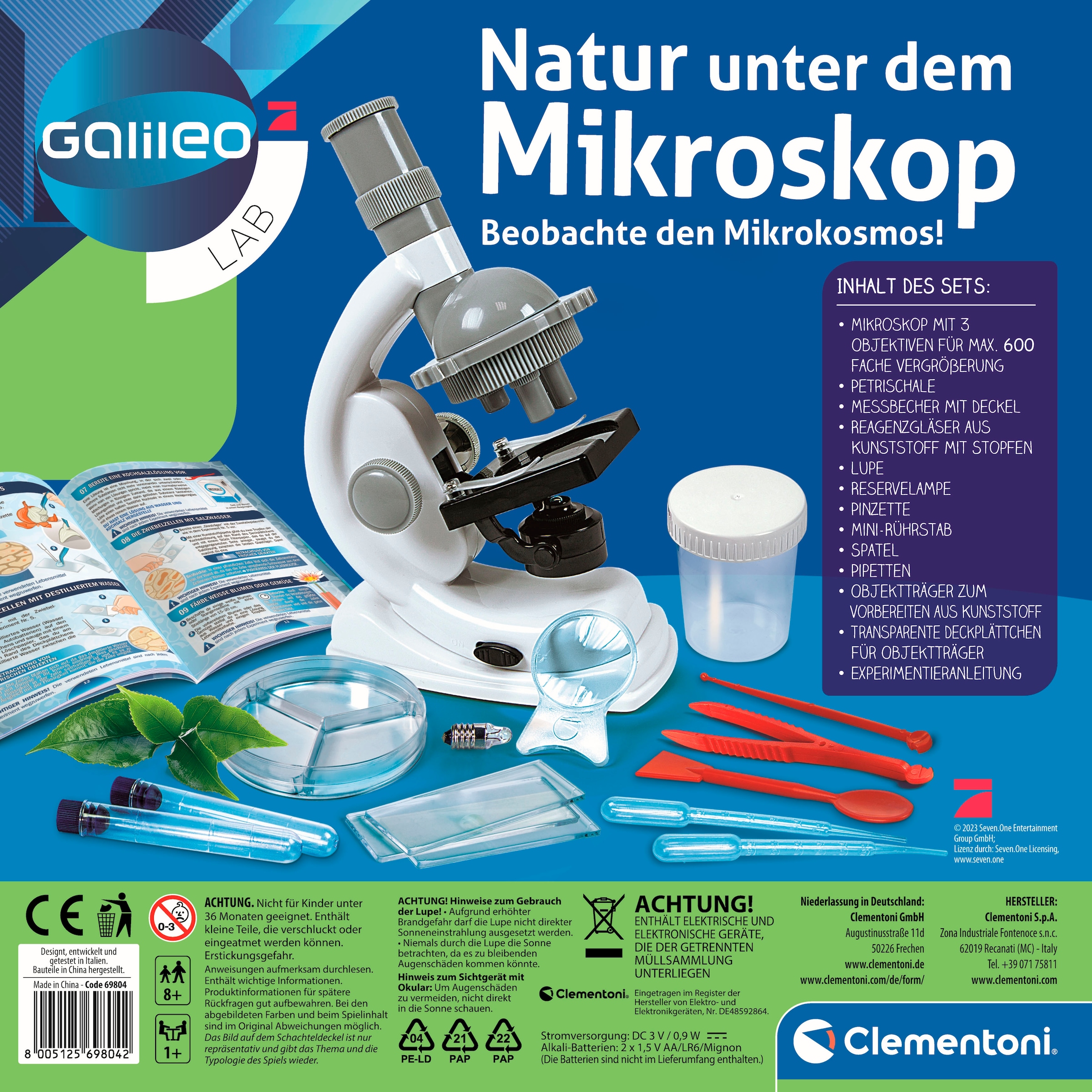 Clementoni® Experimentierkasten »Galileo, Natur unter dem Mikroskop«