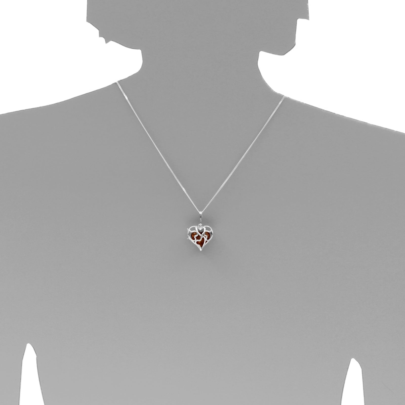 OSTSEE-SCHMUCK Kettenanhänger »- Herz im Herz - Silber 925/000 - Bernstein«