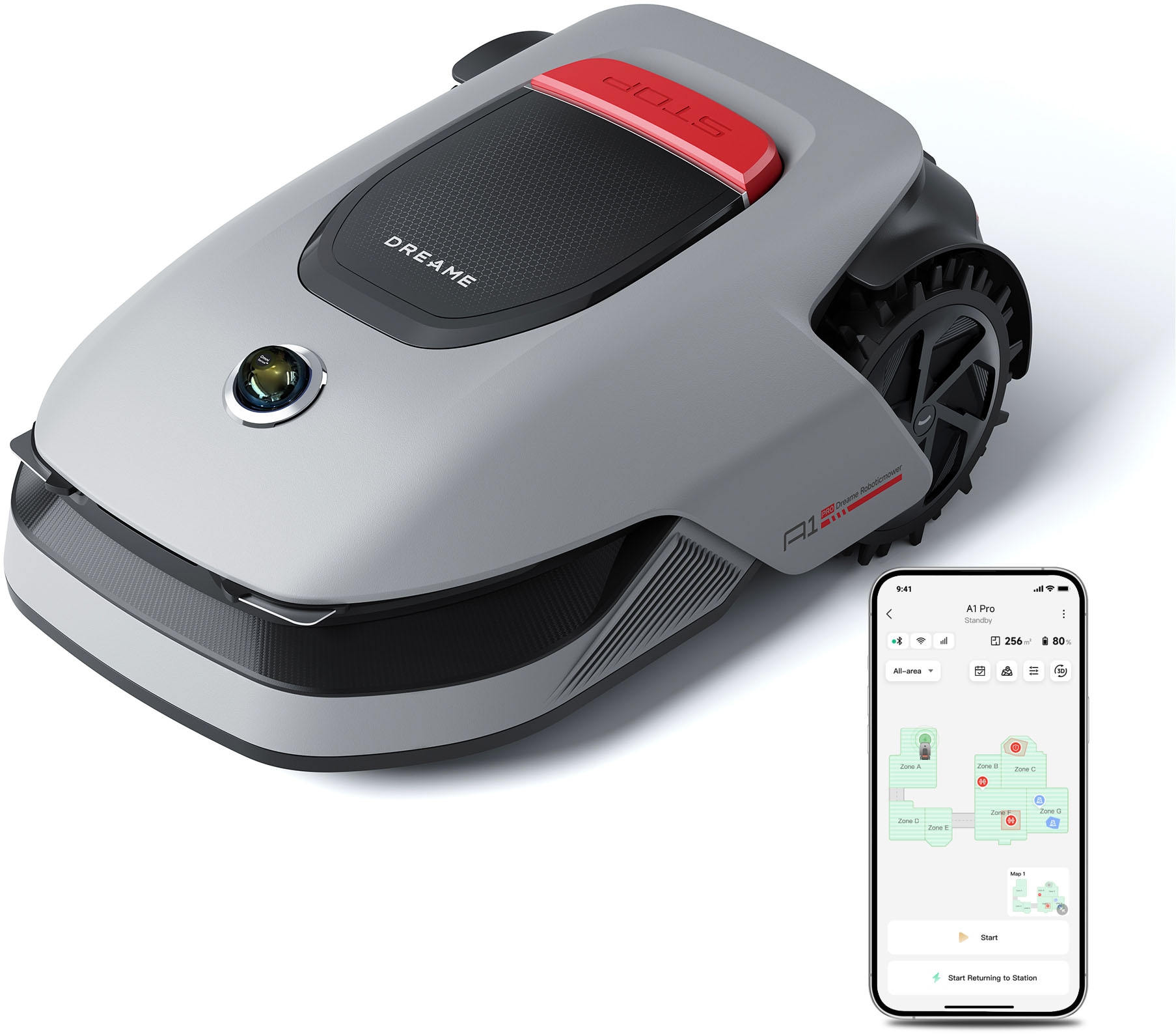 Dreame Rasenmähroboter »Mower A1 Pro«, (Set), präzise Navigation, U-förmige Mähstrategie,...