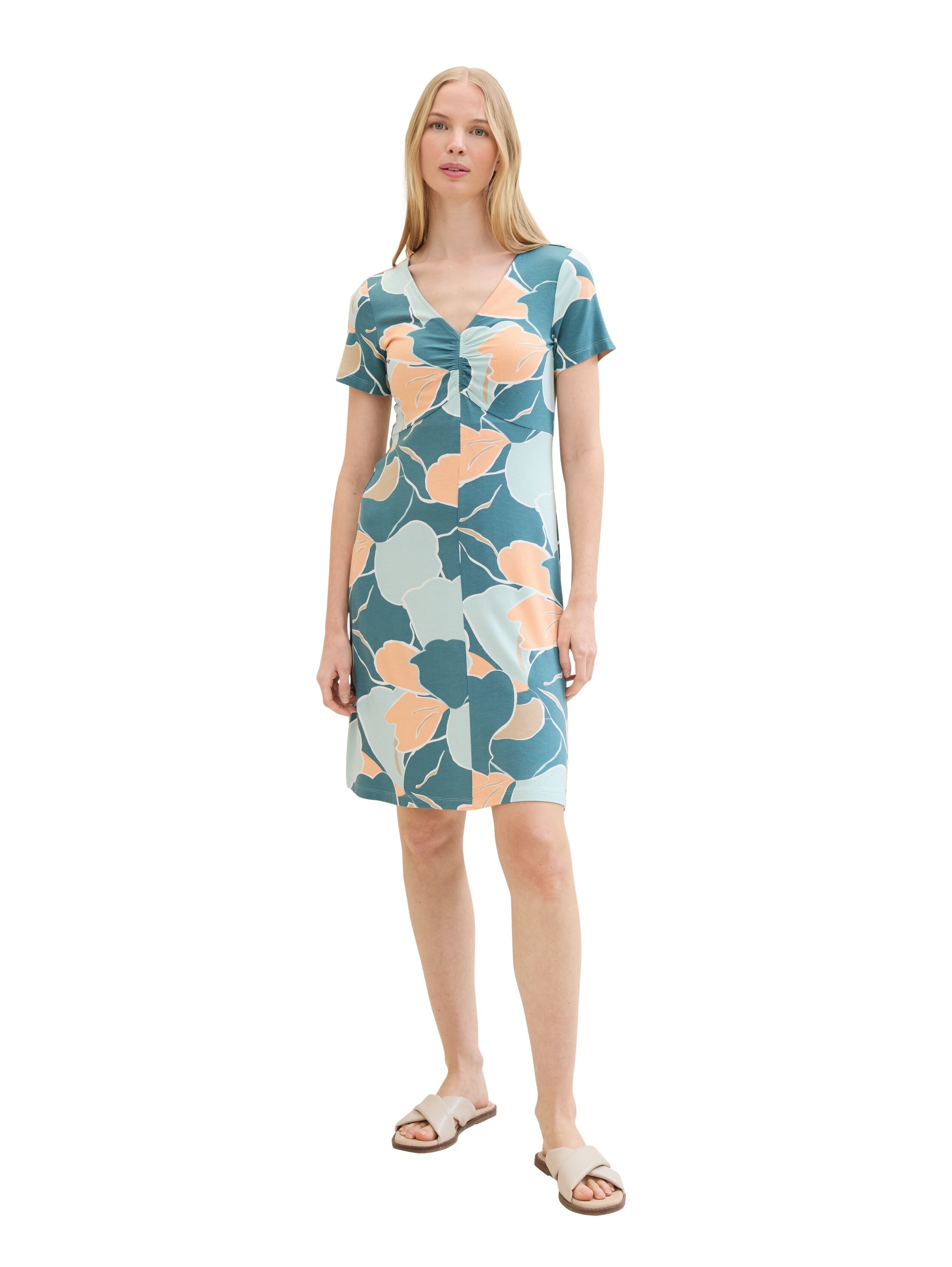 TOM TAILOR Minikleid, mit Allover-Print und V-Ausschnitt