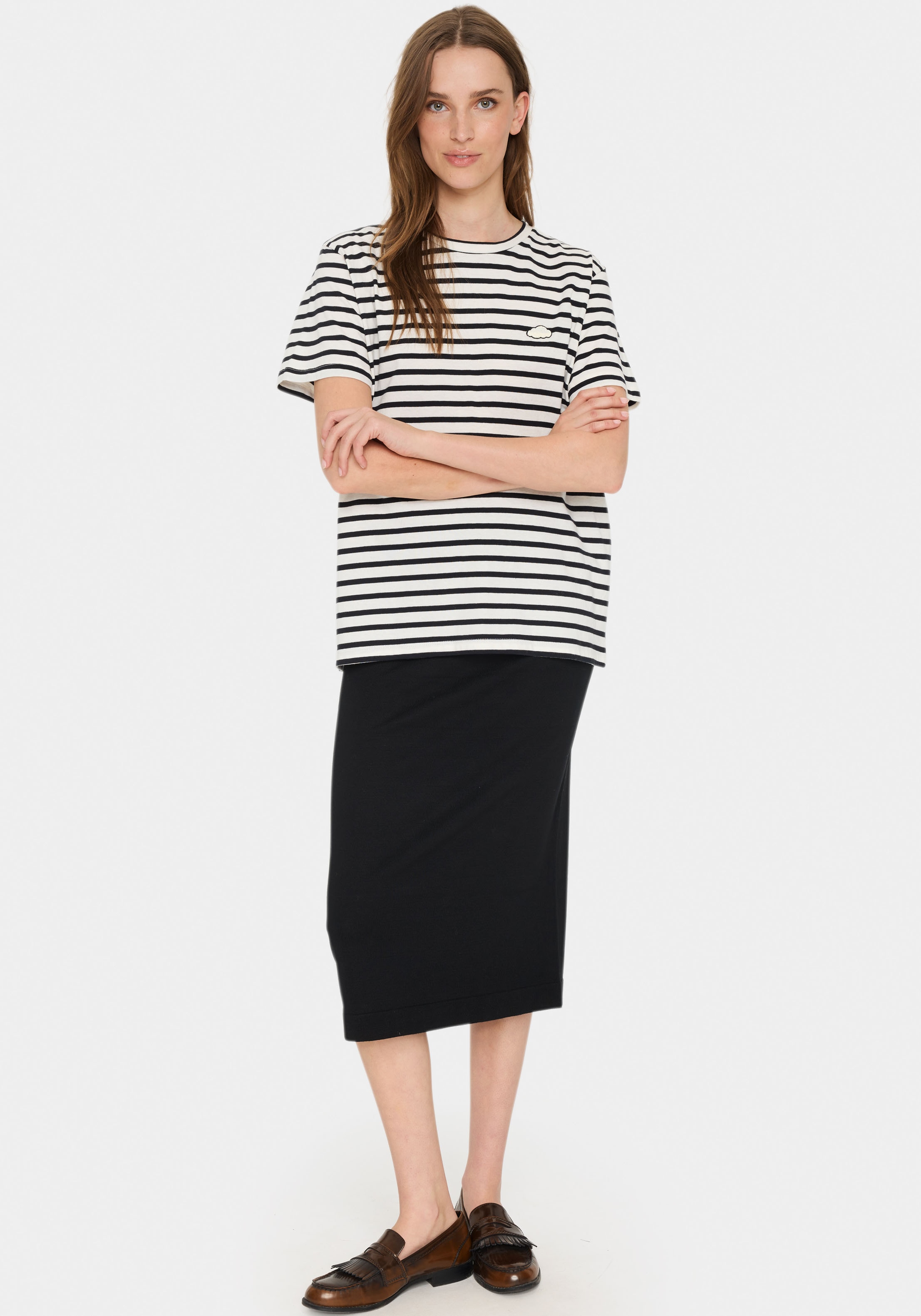 Saint Tropez T-Shirt »GanikaSZ T-Shirt«, mit kleiner Stickerei