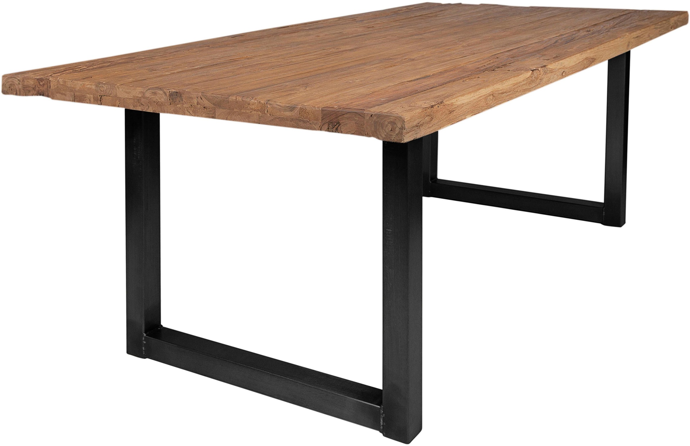 SIT Esstisch "Osaka aus recyceltem Teakholz mit Kufengestell im Rustik-Look" Aufgedoppelte Tischplatte aus Teak mit stabilem Kufengestell aus Eisen