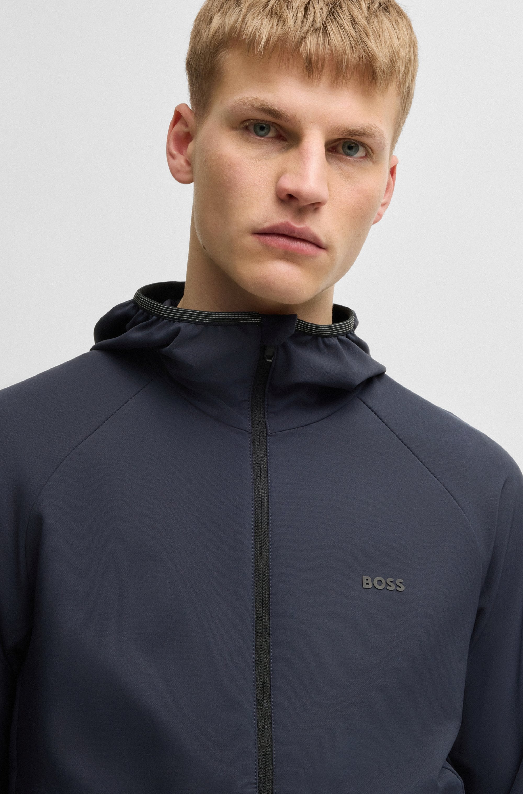 BOSS GREEN Funktionsjacke »L_Commuter«, mit Kapuze, mit gummiertem Markenlabel