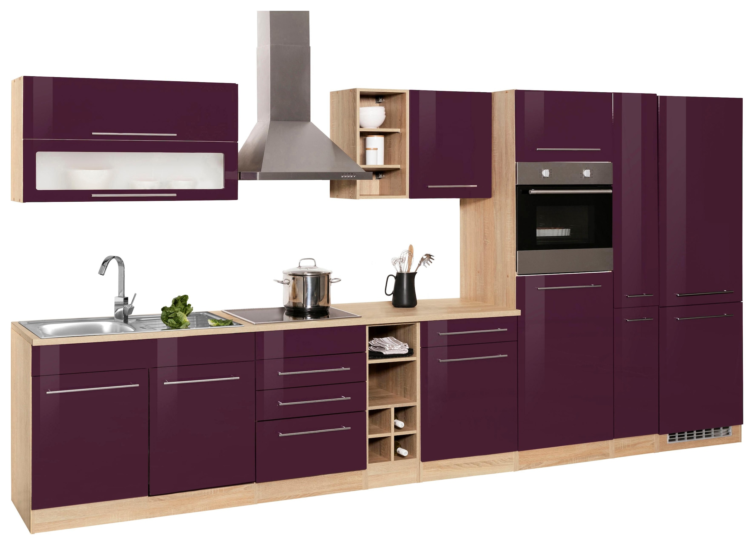 KOCHSTATION Küchenzeile »KS-Eton«, mit E-Geräten, Breite 390 cm