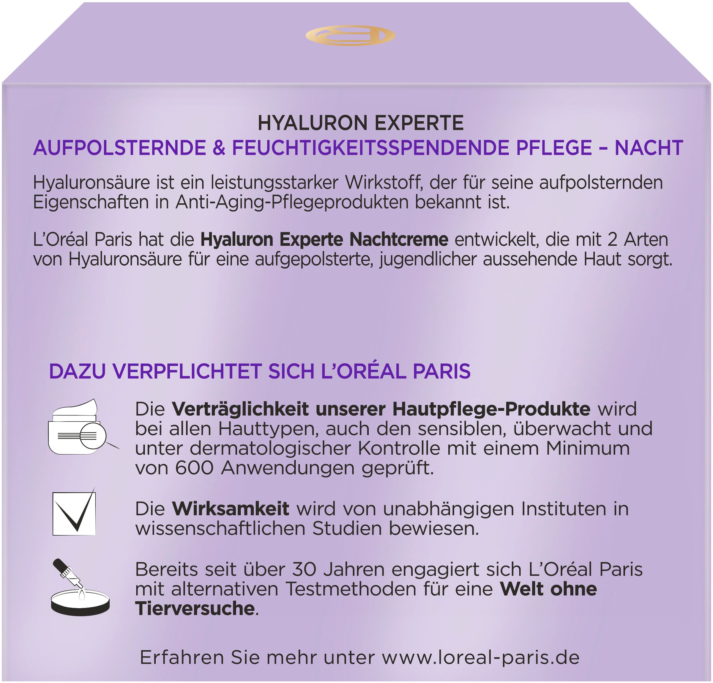 L'ORÉAL PARIS Nachtcreme »Hyaluron Experte Nachtcreme & Maske«, mit reichhaltiger Formel