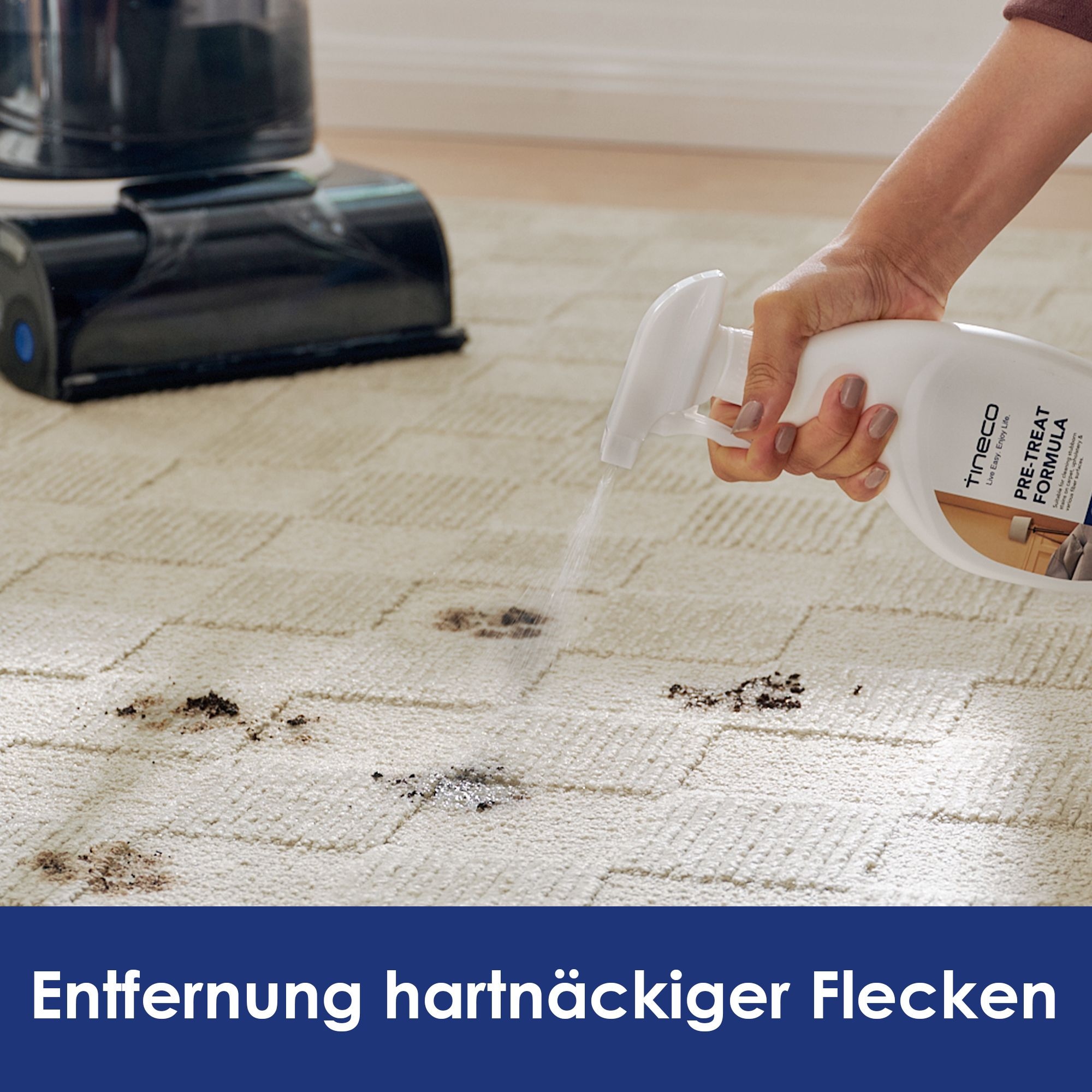 Tineco Teppichreiniger »Vorbehandlungslösung und«, (Set, 2x500ml Vorbehandlungslösung and 1x1Liter Teppichreiniger), Ideal zum Reinigen von Teppichen und Polstermöbel