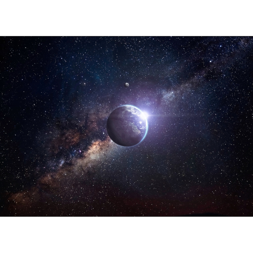 Papermoon Fototapete »PLANETEN-ERDE GALAXIE MILCH STRAßE WELTALL UNIVERSUM«