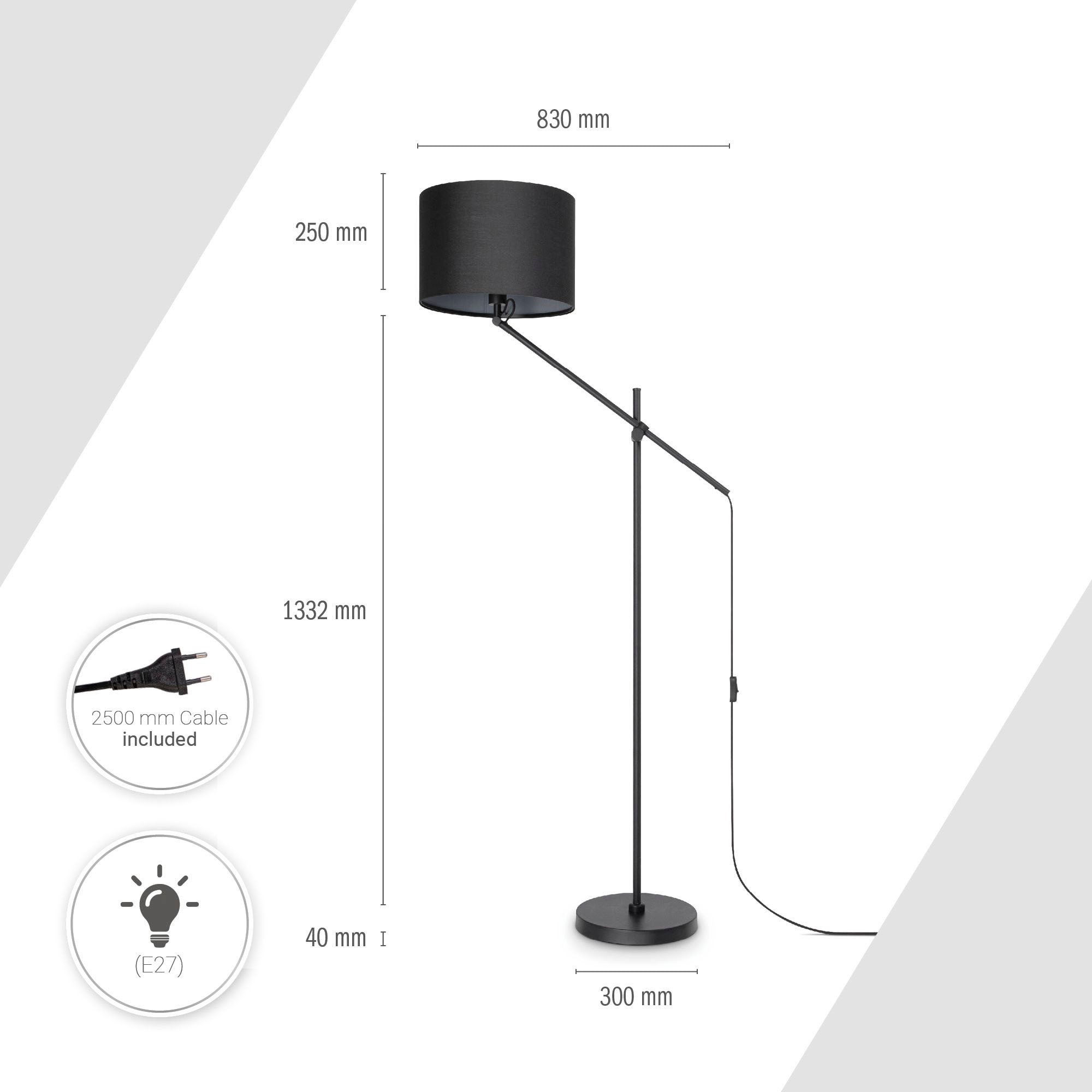 Paco Home Stehlampe »TOM«, 1 flammig, Leuchtmittel E27 | ohne Leuchtmittel, mit kompatiblen Dimmer und Leuchtmittel