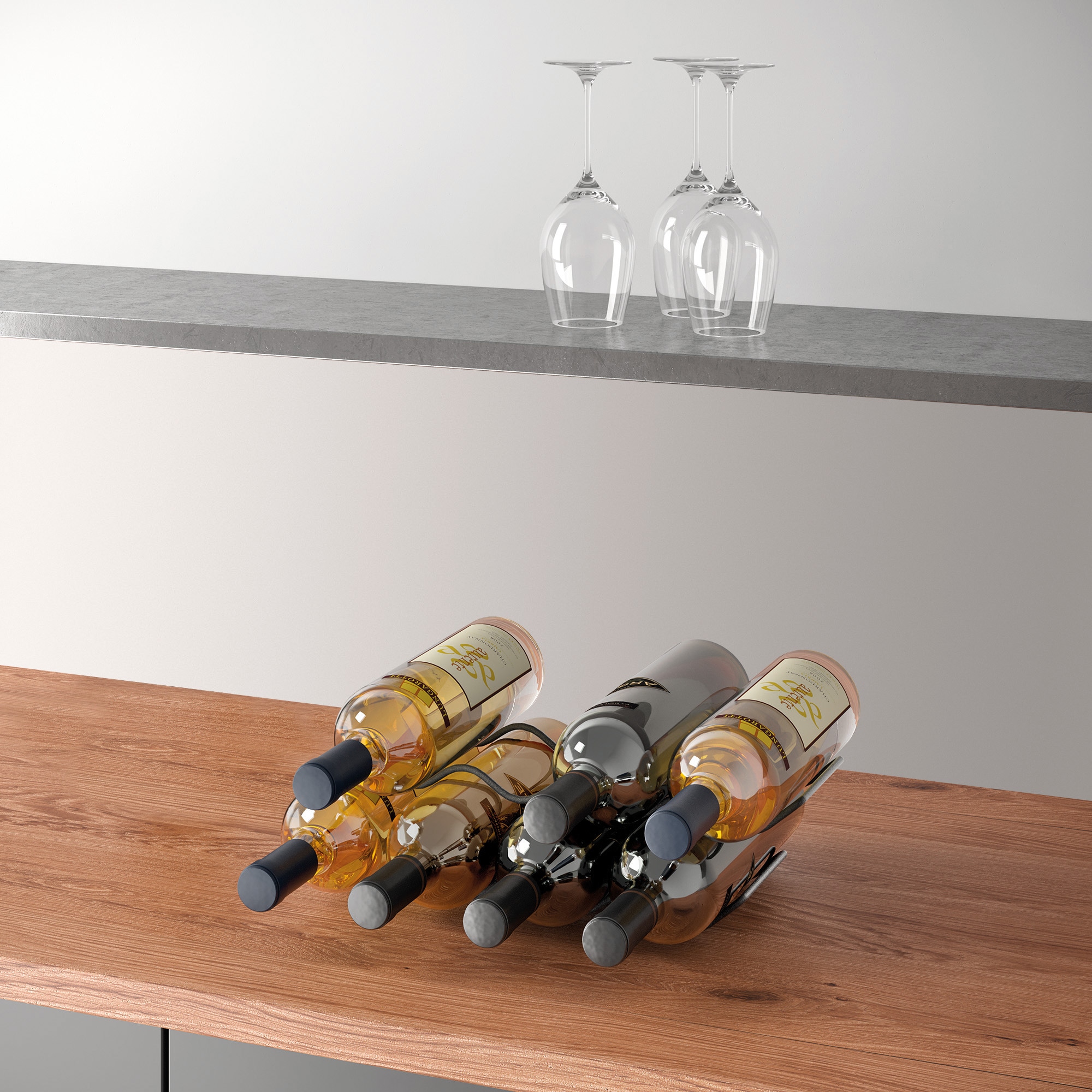 Metaltex Weinflaschenhalter 2 (Set, 3 bis nutzbar Metall, »Wave20 Jahren Garantie zu St.), Lava«, 20 pulverbeschichtet, XXL für mit Flaschen