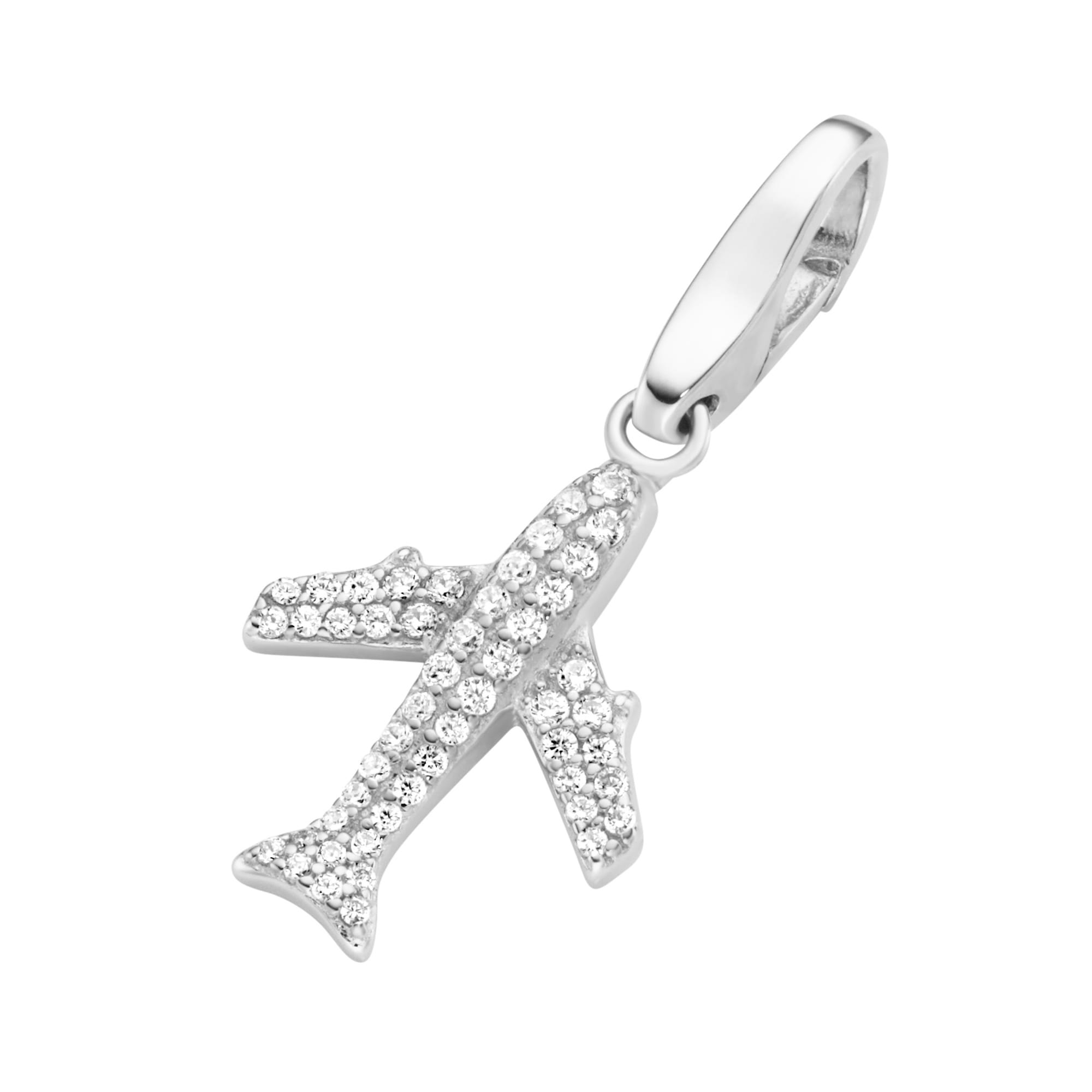 GIORGIO MARTELLO MILANO Charm-Einhänger »Charm Flugzeug mit Zirkonia, Silber 925«