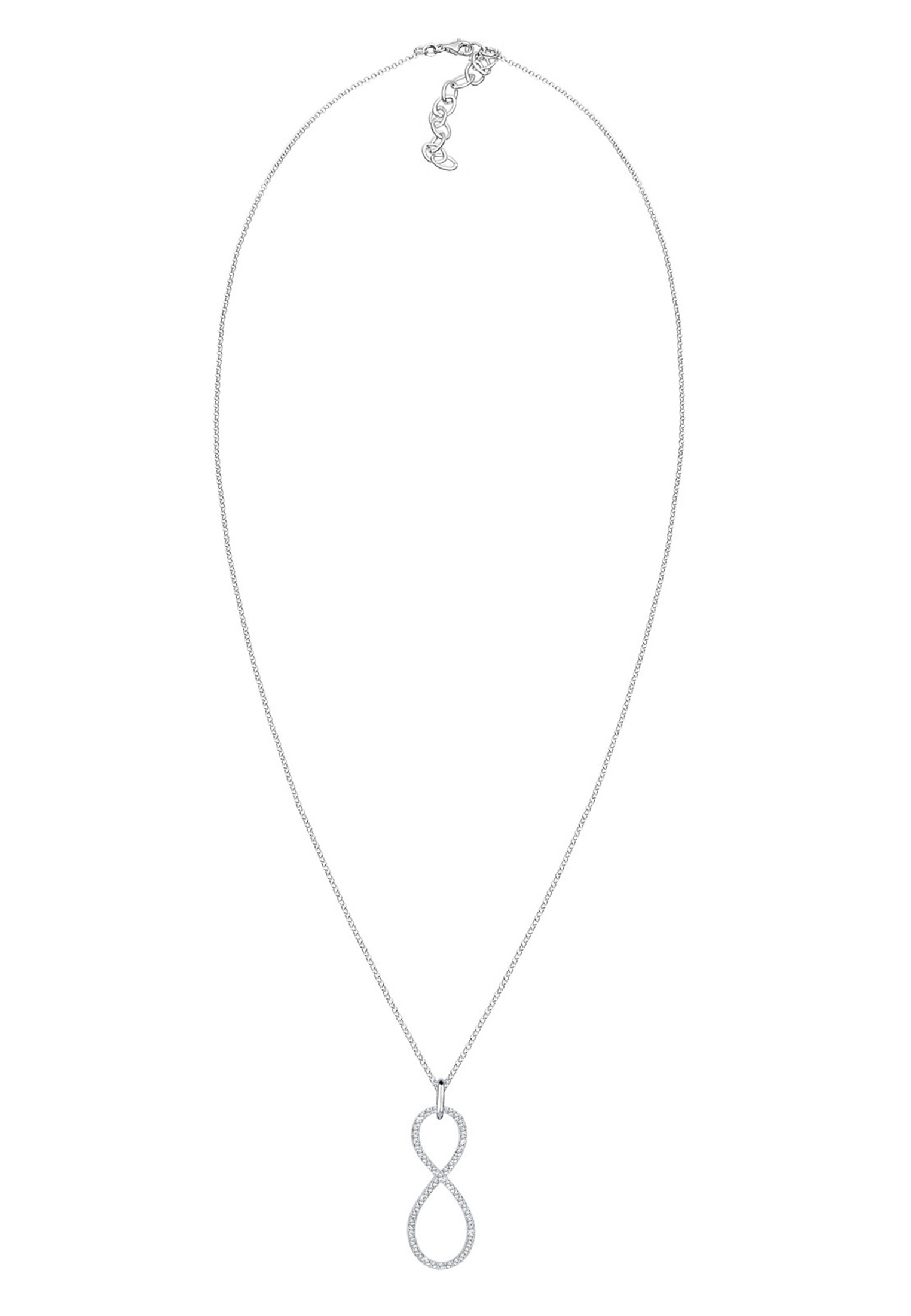 Elli Premium Lange Kette »Halskette Infinity Glas Kristalle Weiß 925 Sterling Silber«