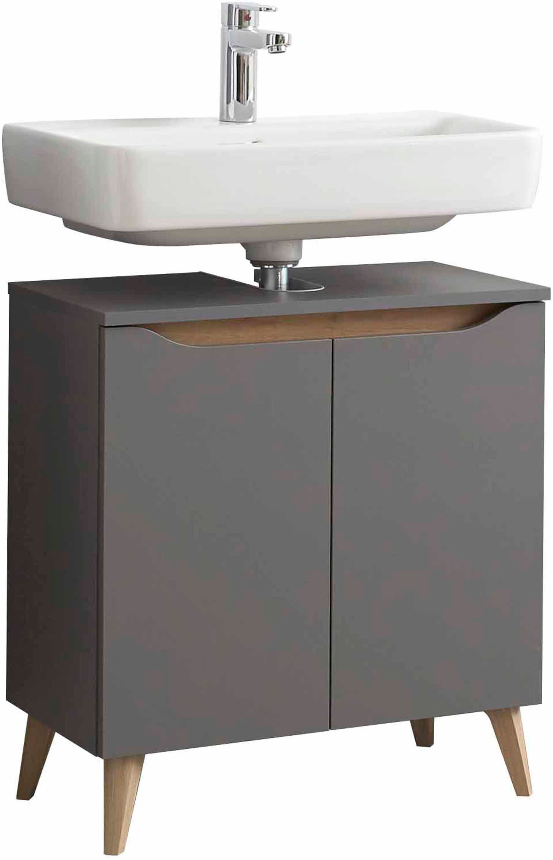 Saphir Badmöbel-Set »Quickset 5-teilig, Waschbeckenunterschrank mit LED-Spiegelschrank«, (5 St.), Hochschrank, Unterschrank, Hängeschrank, inkl. Türdämpfer, 9 Türen